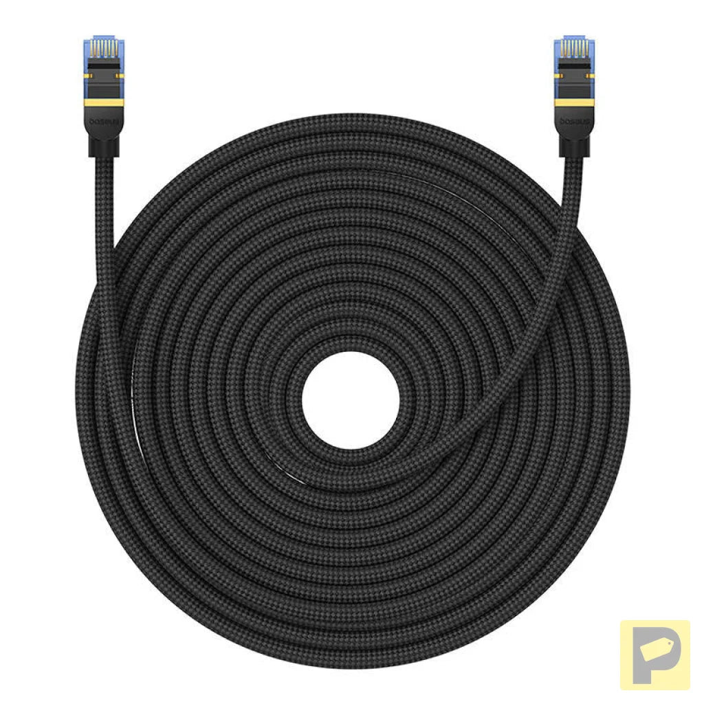 Braided network cable cat.7 Baseus Ethernet RJ45, 10Gbps, 25m (black)