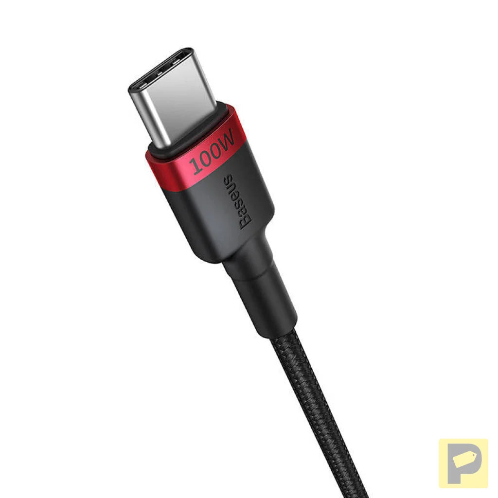 Cable Baseus Cafule USB-C to USB-C 100W,2m, 2psc (Red Black, Grey Black)