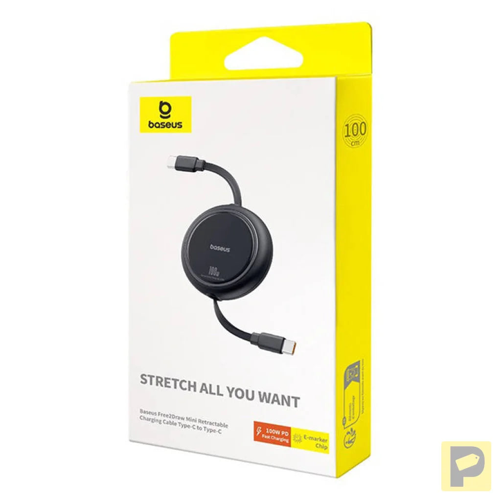 Cable USB-C to USB-C Baseus Free2Draw, PD, 100W, 1m (black)