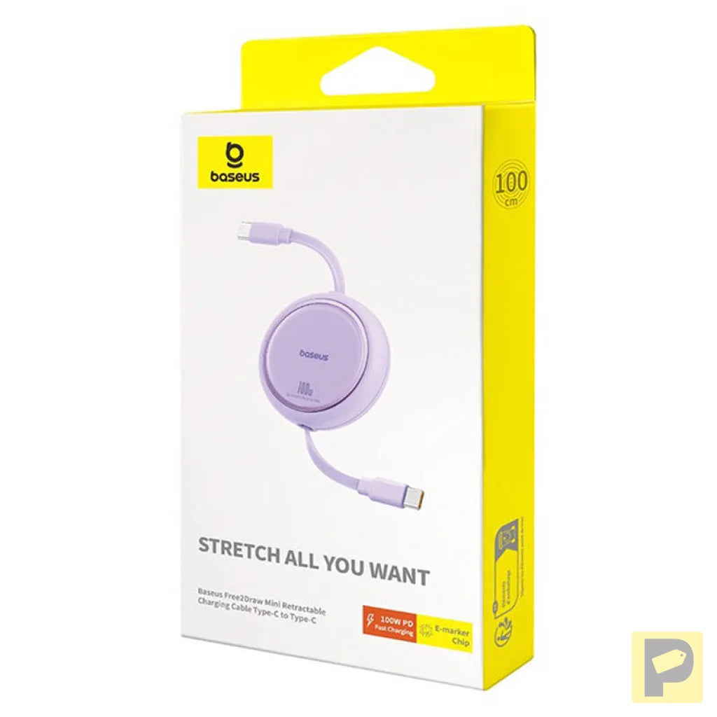 Cable USB-C to USB-C Baseus Free2Draw, PD, 100W, 1m (purple)