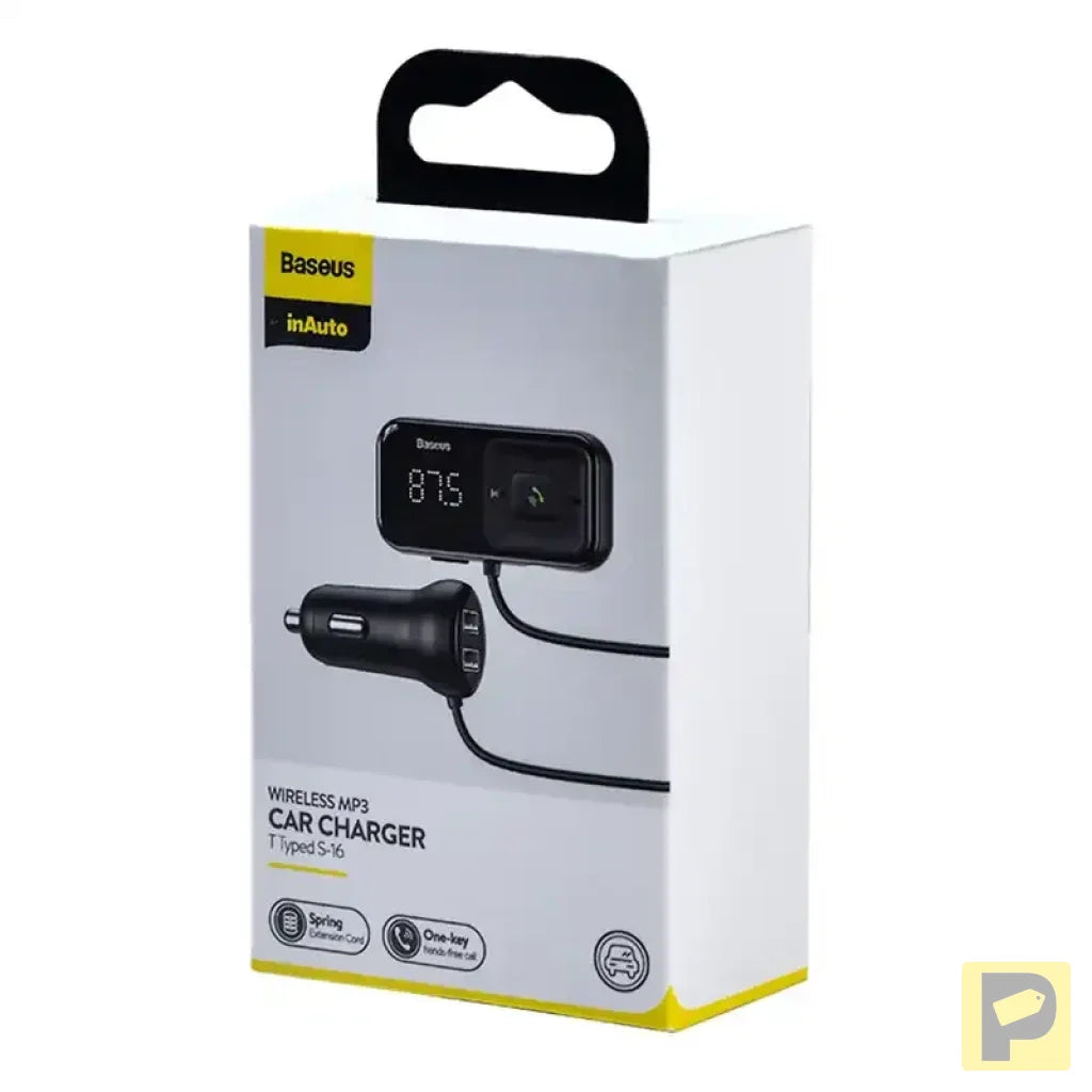 Car Bluetooth MP3 Player + Charger Baseus T Shaped S-16 Black OS