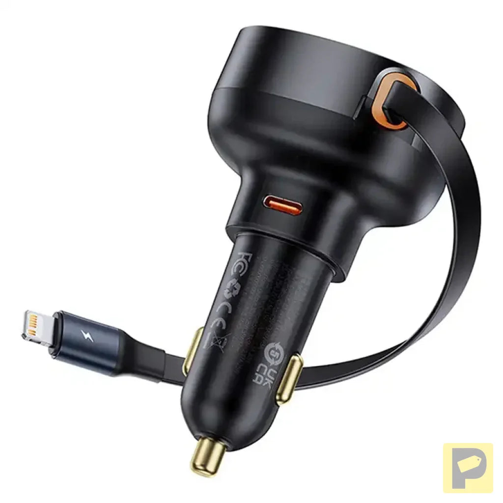 Car Charger Baseus Enjoyment Pro with lightning cable + USB-C , 55W (black)