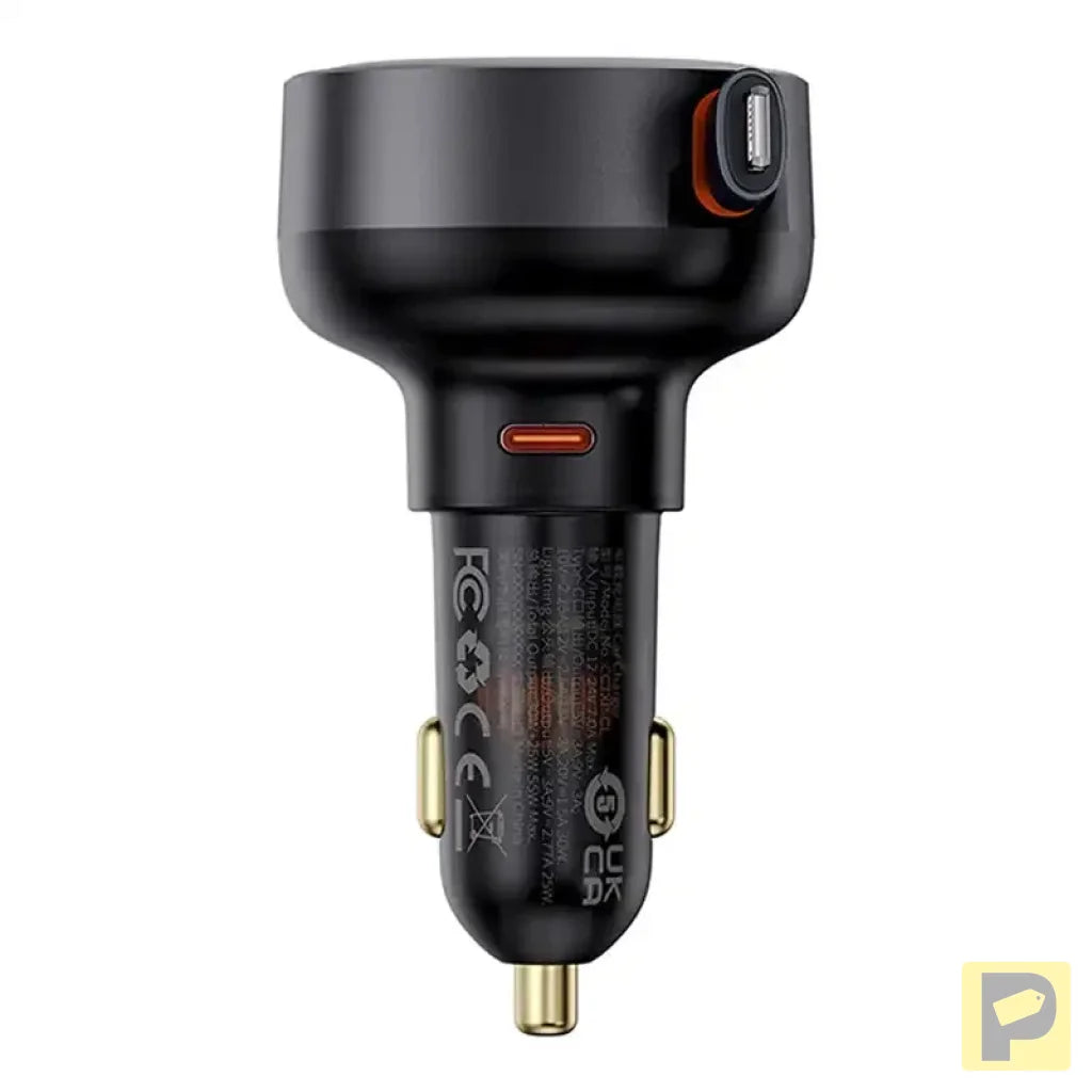 Car Charger Baseus Enjoyment Pro with lightning cable + USB-C , 55W (black)