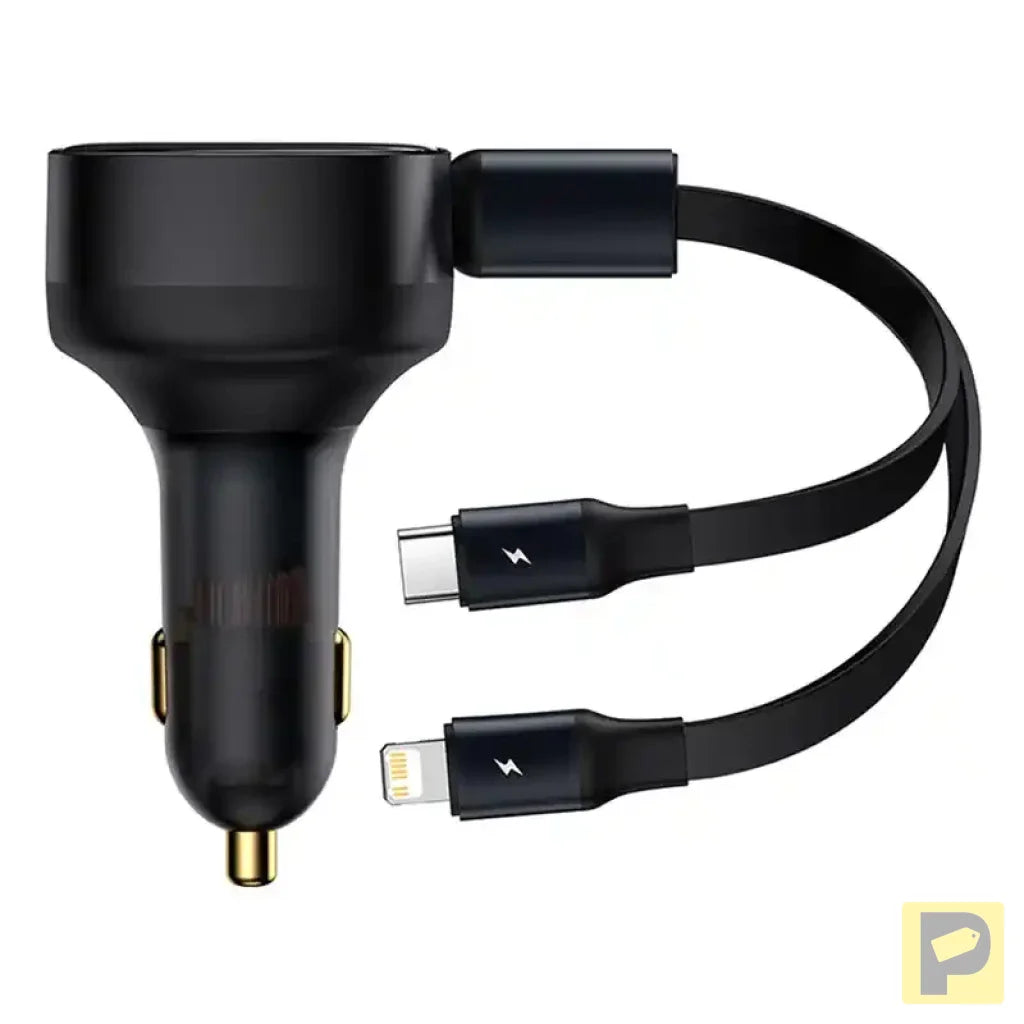 Car Charger Baseus Enjoyment with cable USB-C + Lightning 3A, 30W (Black)