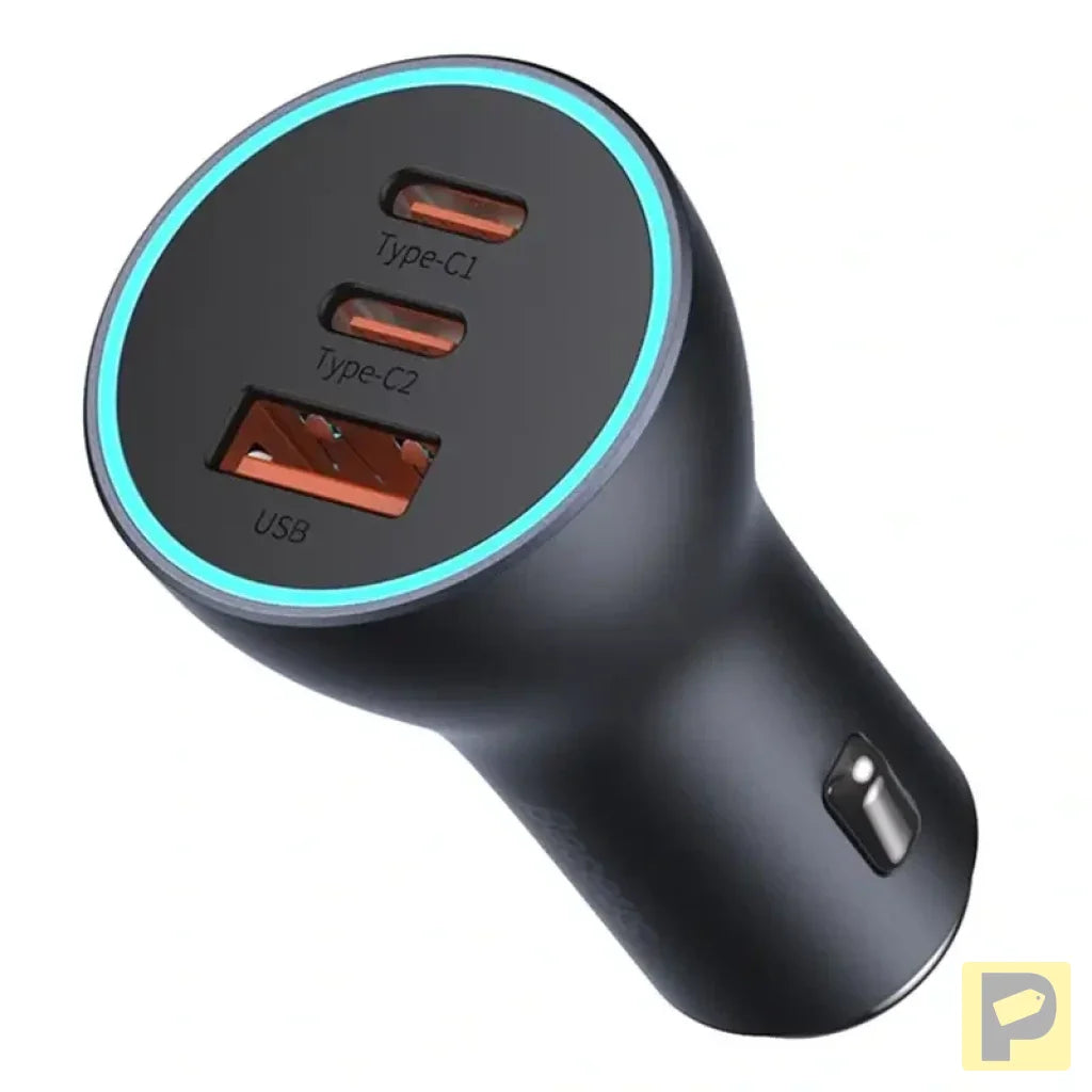 Car charger Baseus Golden Contactor Pro, 2x USB-C, 1x USB, 65W (grey)