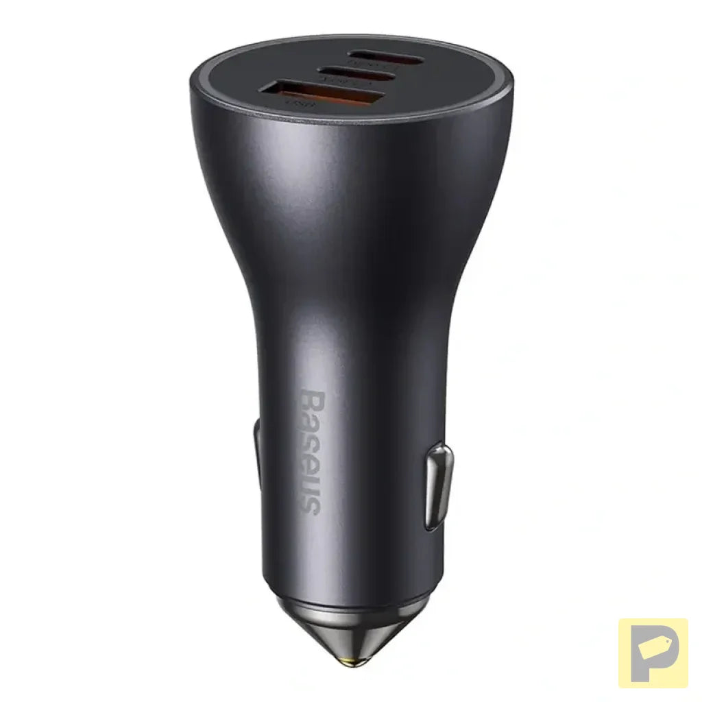 Car charger Baseus Golden Contactor Pro, 2x USB-C, 1x USB, 65W (grey)