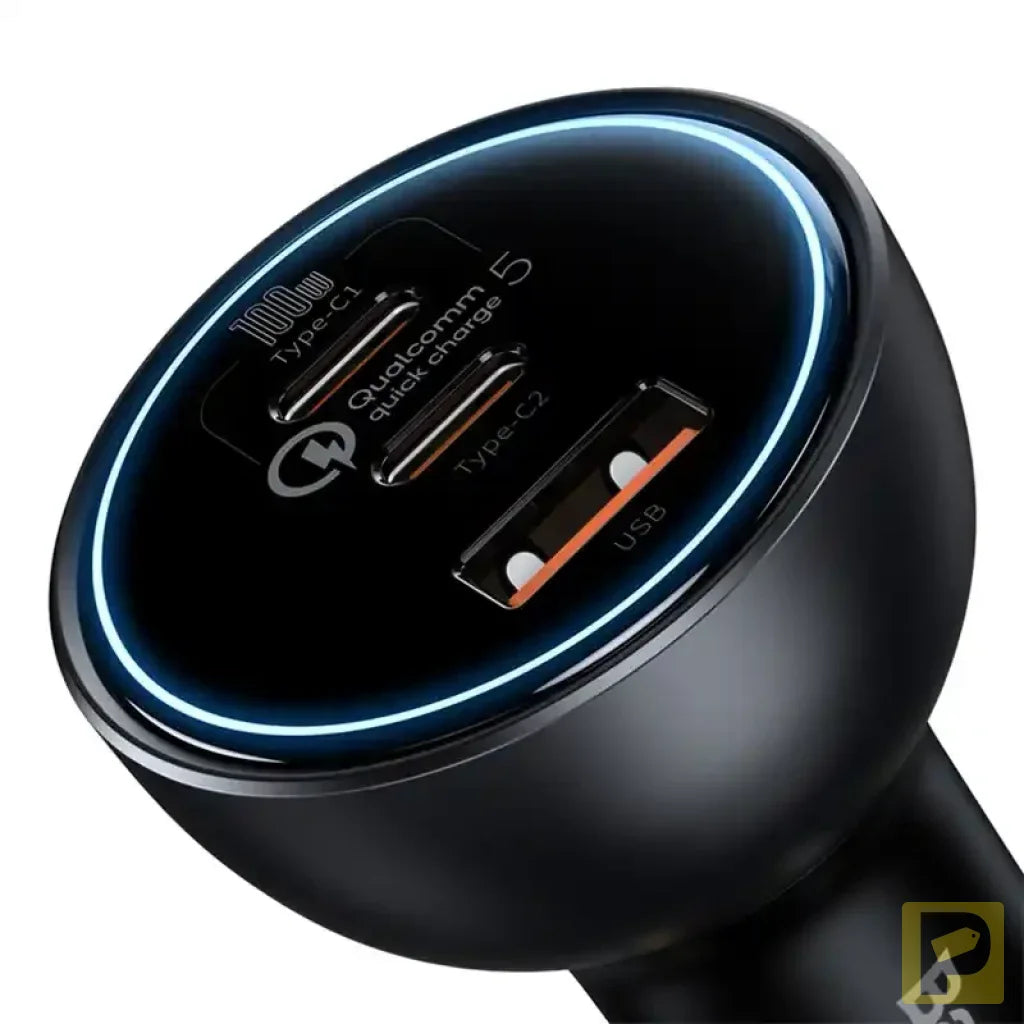 Car Charger Baseus Qualcomm, USB, 2x USB-C, 160W (Grey)