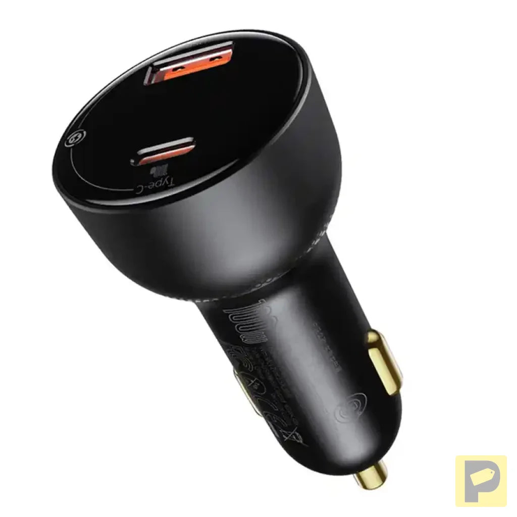 Car charger Baseus Superme, USB, USB-C, 100W (black)