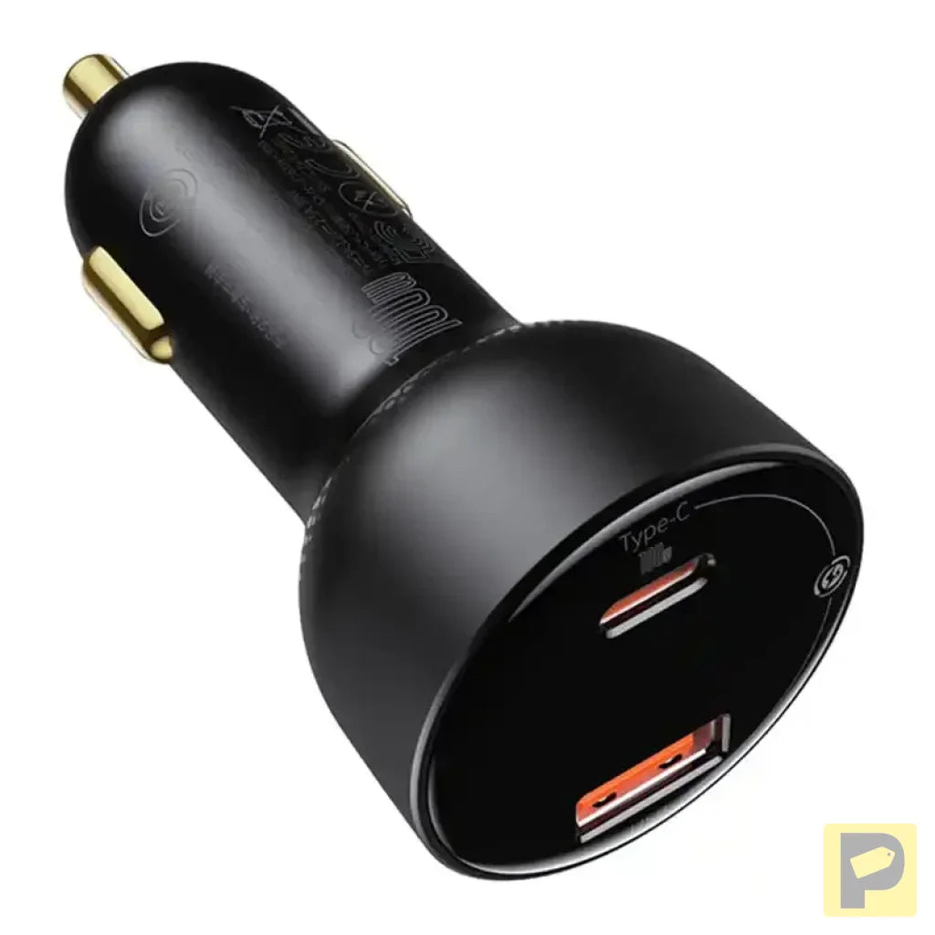 Car charger Baseus Superme, USB, USB-C, 100W (black)
