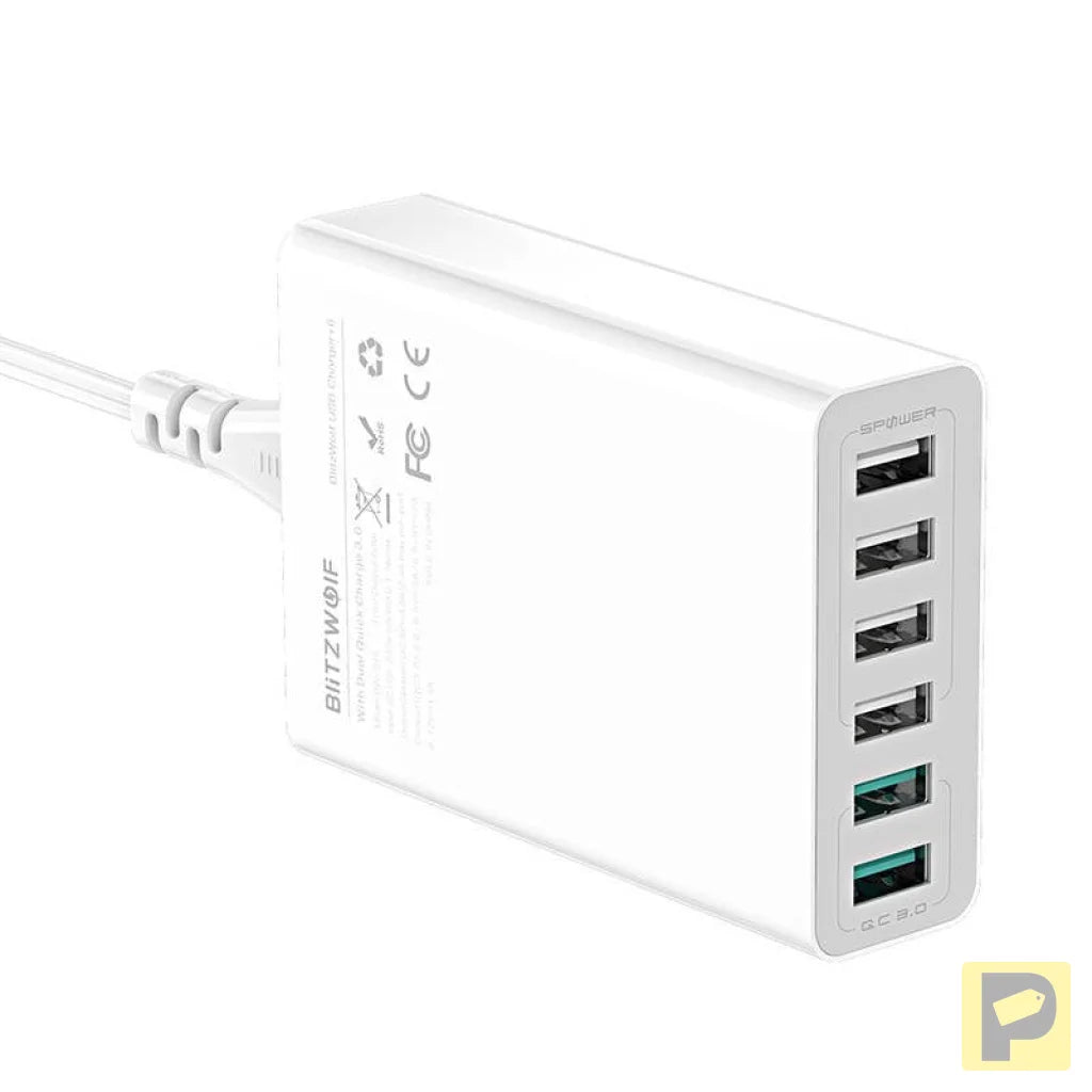 Charger 6x USB  Blitzwolf BW-S15, QC 3.0, 60 W (white)