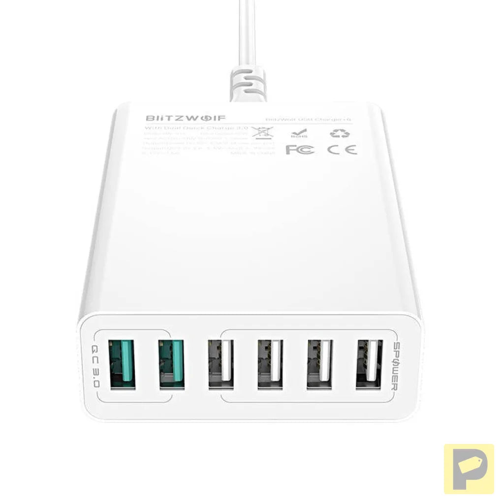 Charger 6x USB  Blitzwolf BW-S15, QC 3.0, 60 W (white)