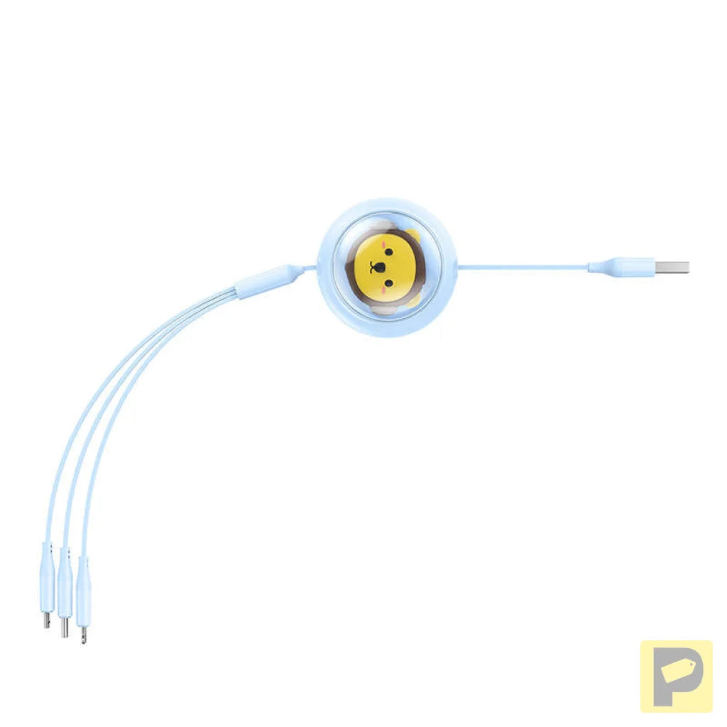 Charging Cable 3w1 Baseus USB to USB-C, USB-M, Lightning 3,5A, 1,1m (blue)