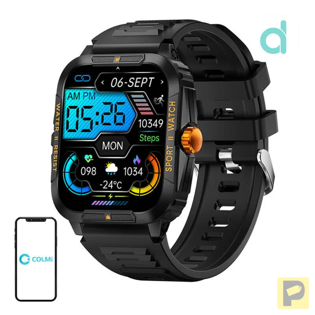 Colmi P76 smartwatch (black and orange)