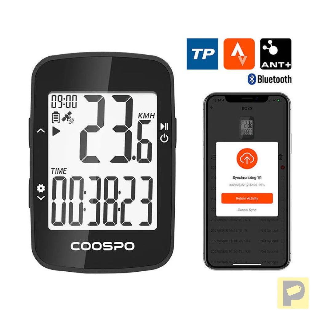 Coospo BC26 bicycle computer- compatible with: Strava, Trainingpeaks, etc.