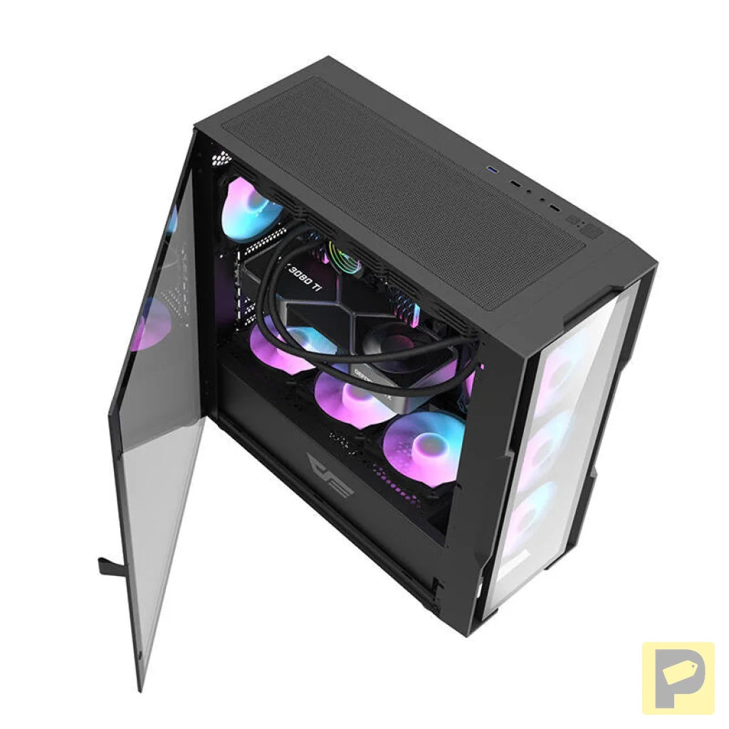 Darkflash DK431 Glass computer case (black) + 4 RGB fans