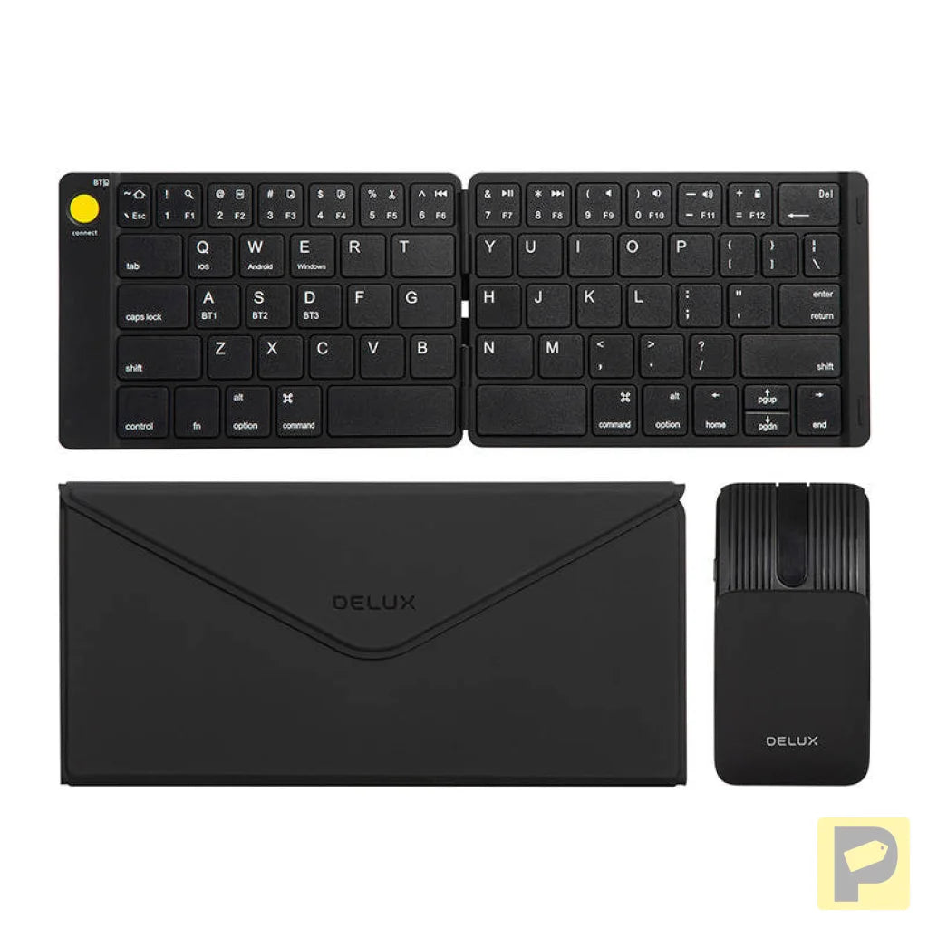 Delux KF10 folding wireless keyboard and MF10PR (QWERTY) mouse set