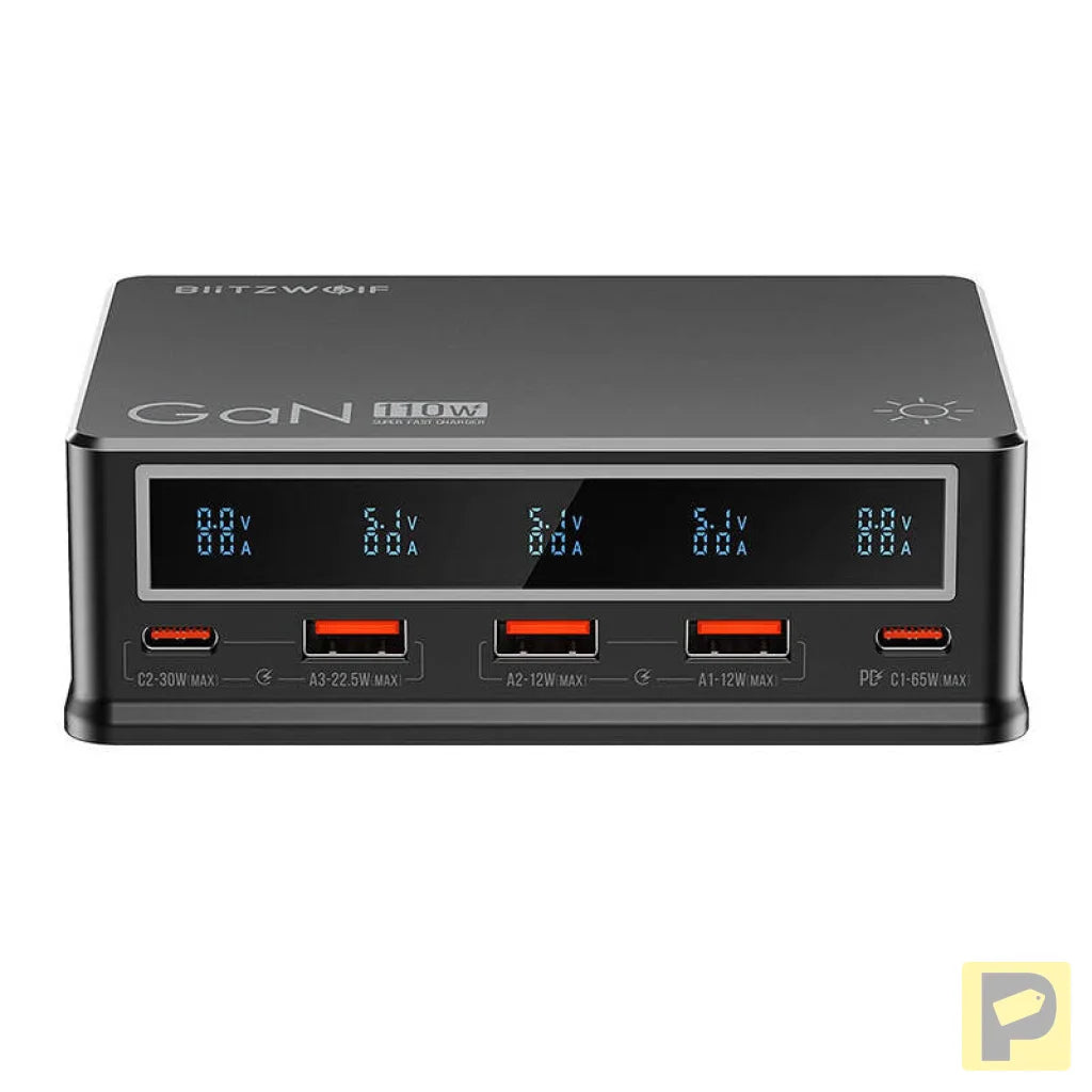 Desktop Charger Blitzwolf BW-i9 110W PD 3xUSB-A, 2xUSB-C (black)