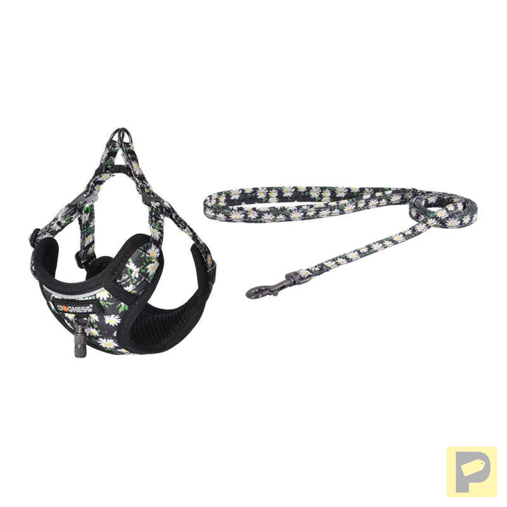 Dogness walking set leash 1,5m+harness for dog (multicolor)