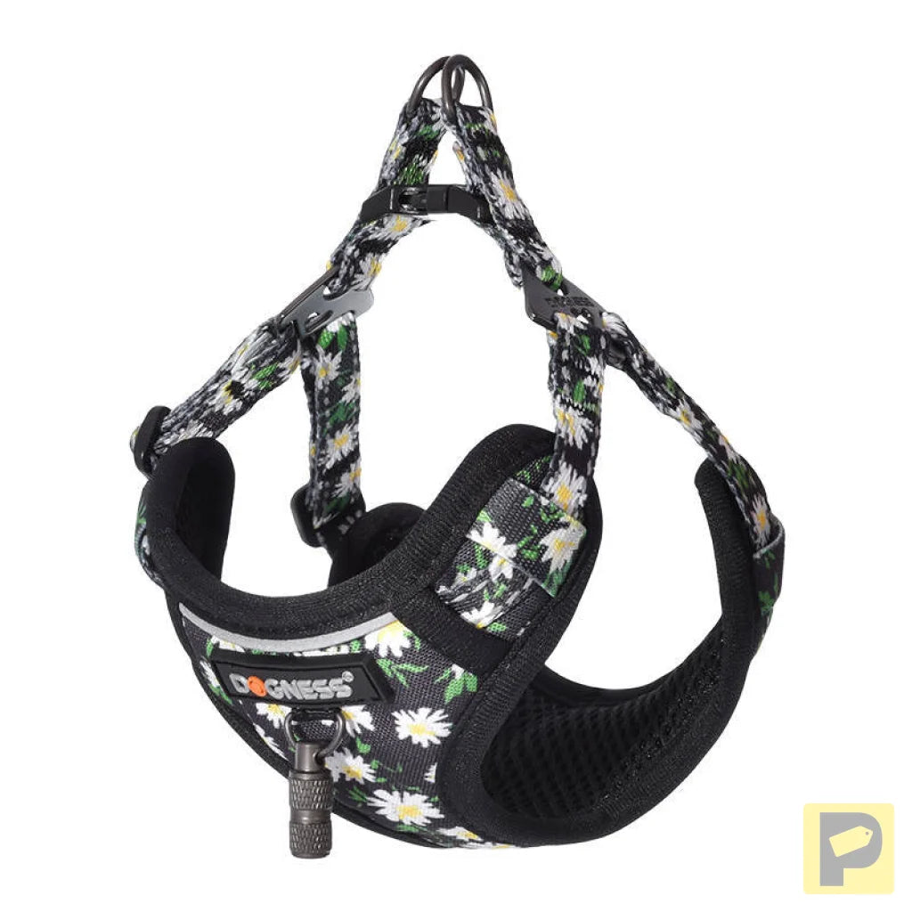 Dogness walking set leash 1,5m+harness for dog (multicolor)