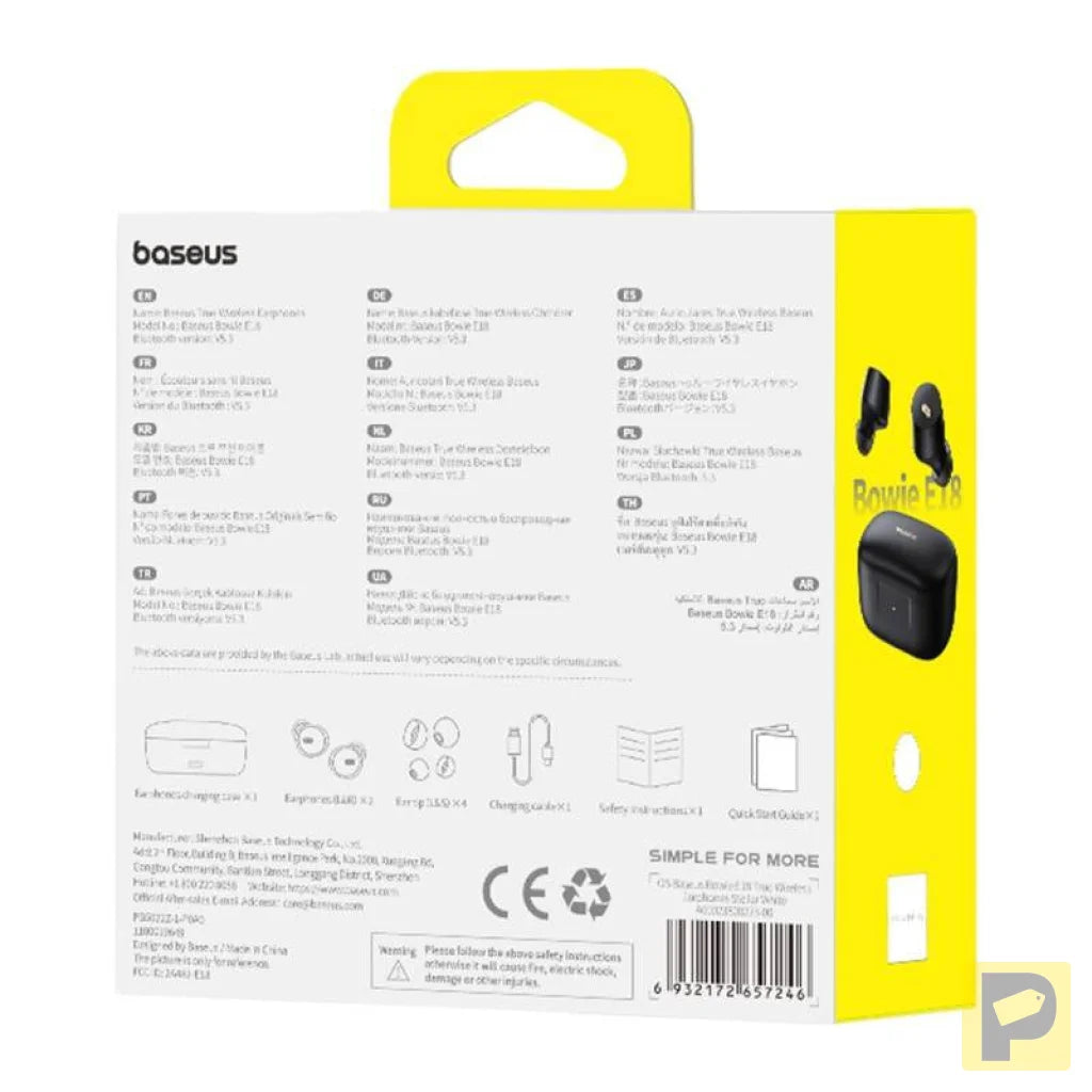 Earphones TWS Baseus Bowie E18 (black)