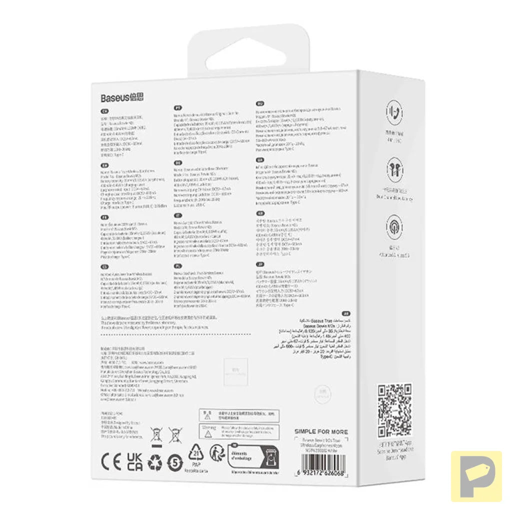 Earphones TWS Baseus Bowie M2s (white)