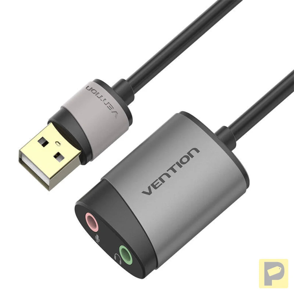 External USB Sound Card Vention CDKHB, TRS 3.5mm, 0.15m (gray)