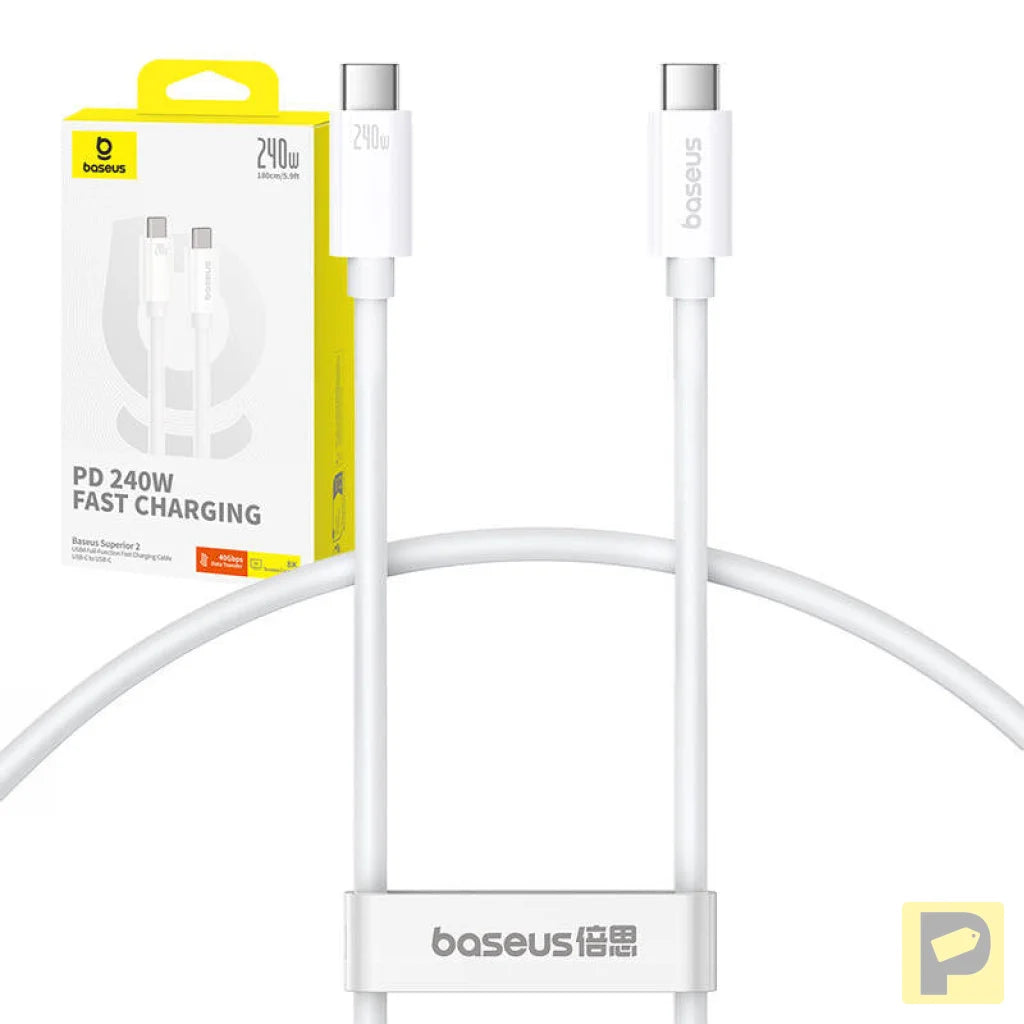 fast Charging Cable Baseus Superior 2 USB-C to USB-C 240W, 1,8m (white)