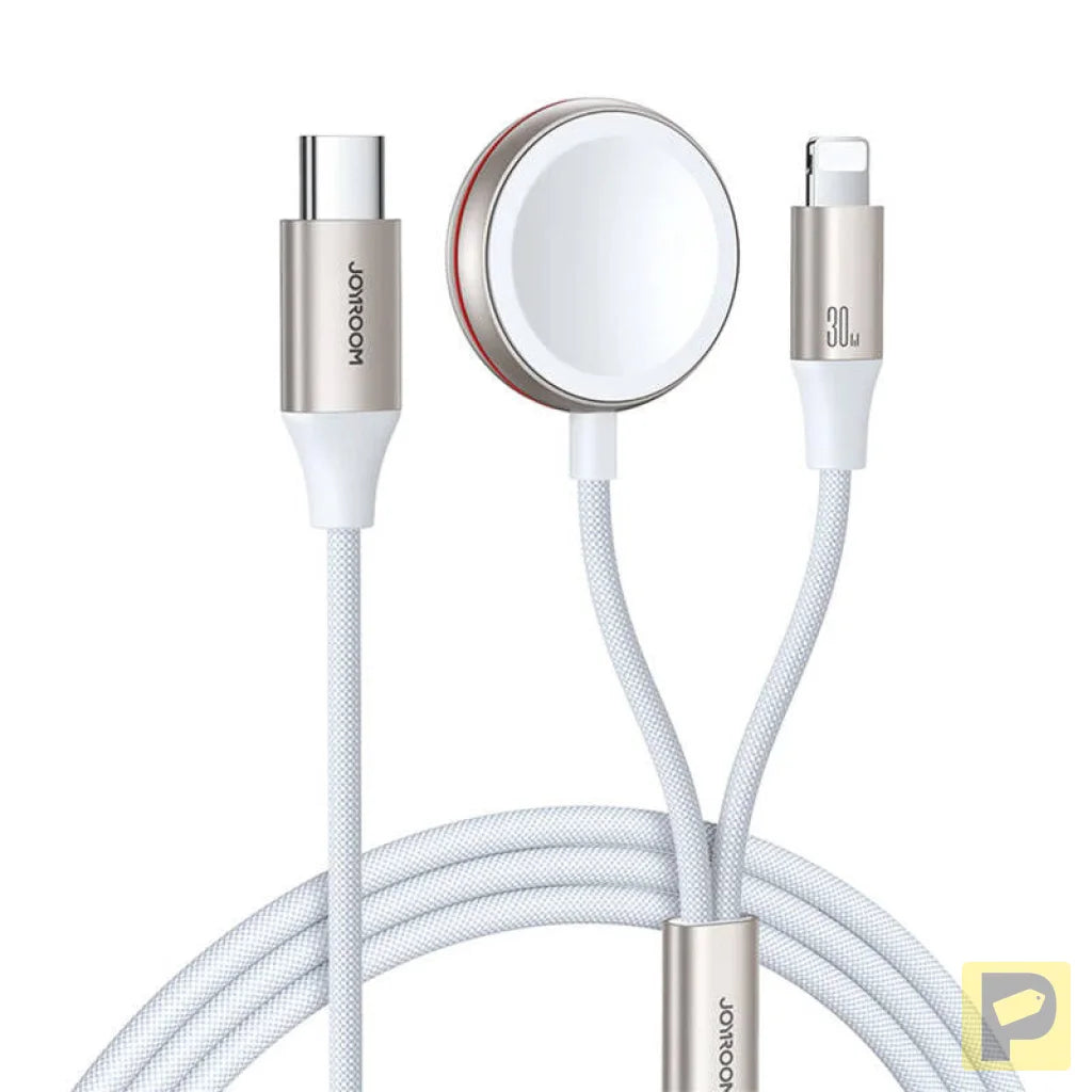 Fast Charging Magnetic Charger 2-in-1 Joyroom S-IW012 30W 1.5m (White)
