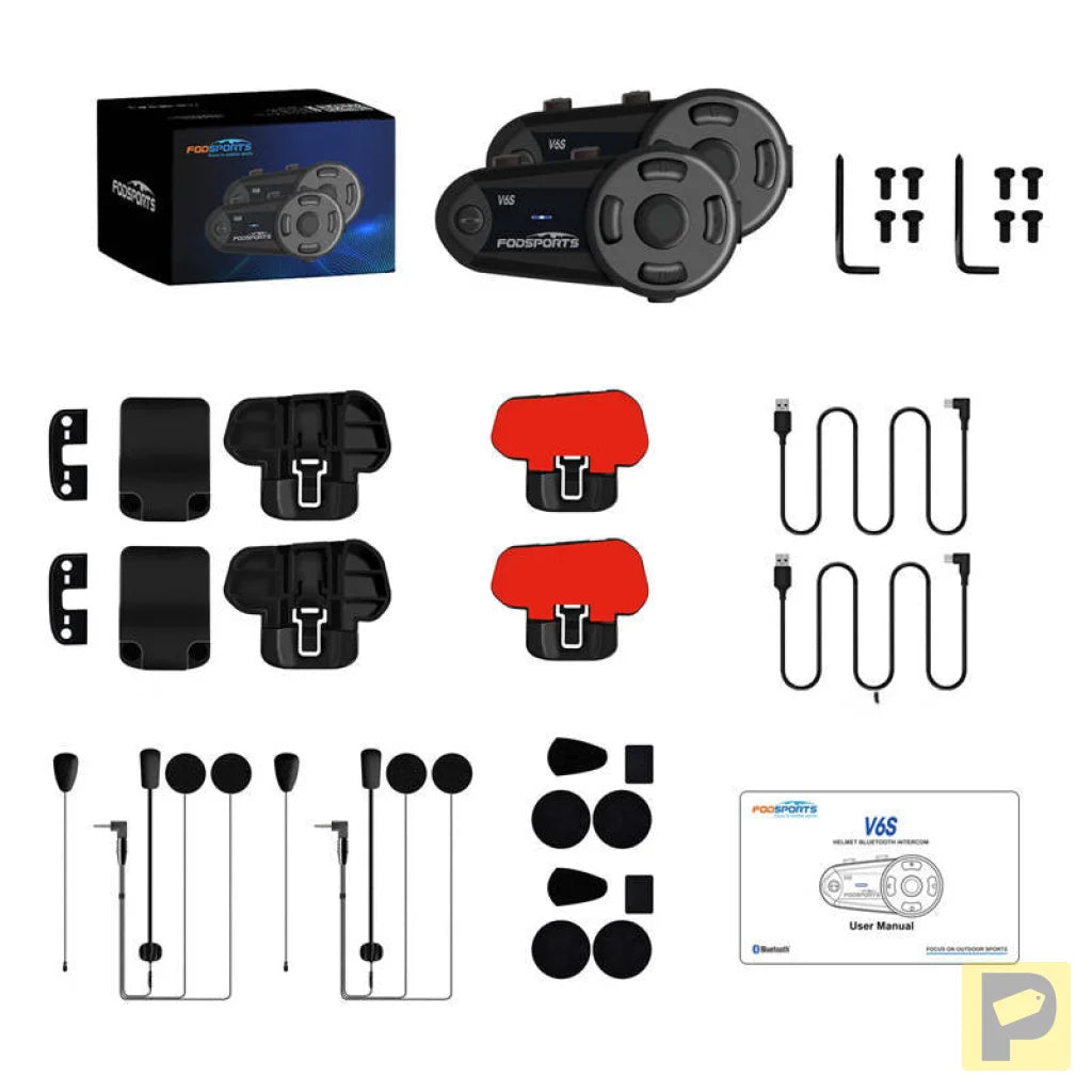 Fodsports V6S motorcycle intercom two-pack