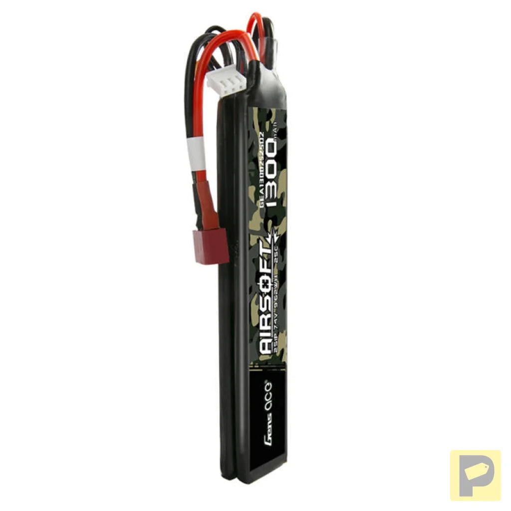 Gens ace 25C 1300mAh 2S1P 7.4V Saddle Airsoft Gun Lipo Battery with T Plug