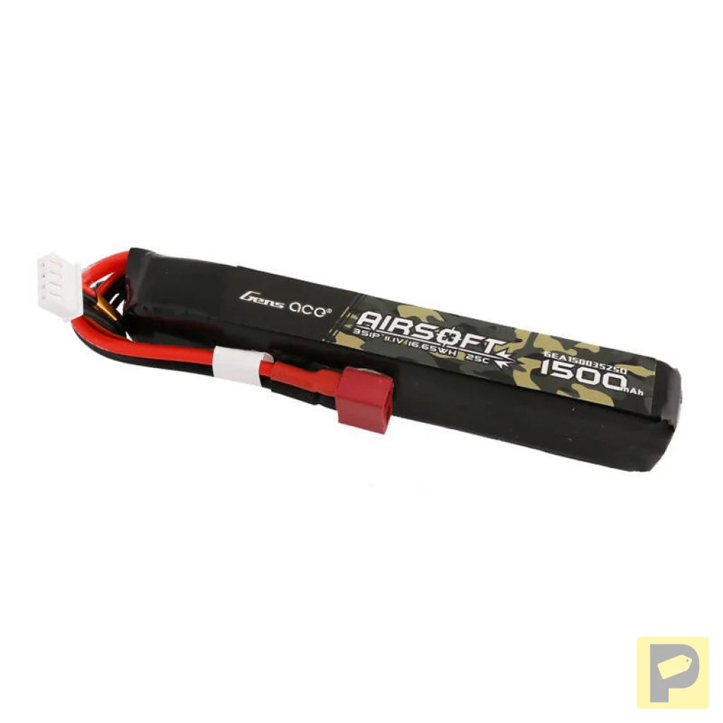 Gens ace 25C 1500mAh 3S1P 11.1V Airsoft Gun Lipo Battery with T Plug