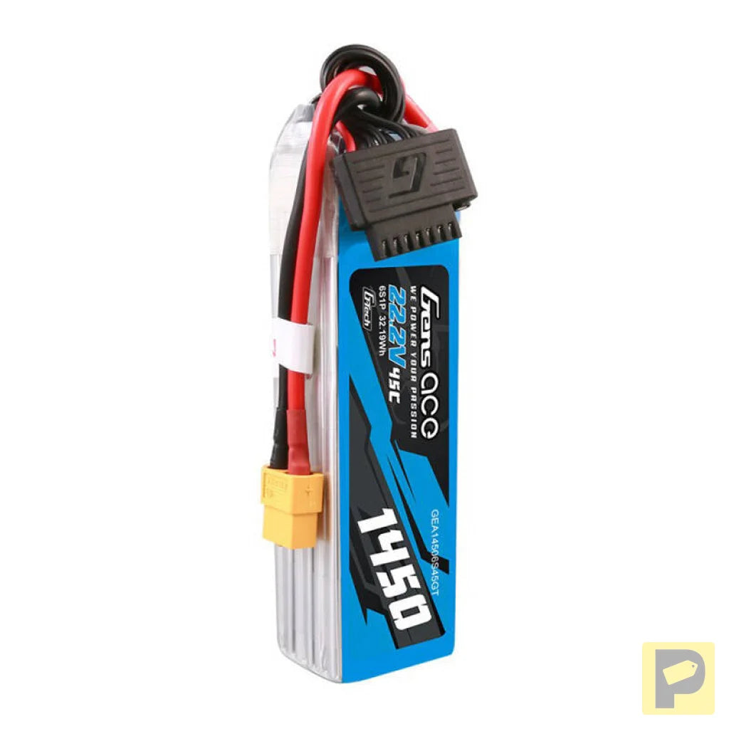 Gens Ace G-Tech 1450mAh 22.2V 45C 6S1P Lipo Battery Pack with XT60 Plug