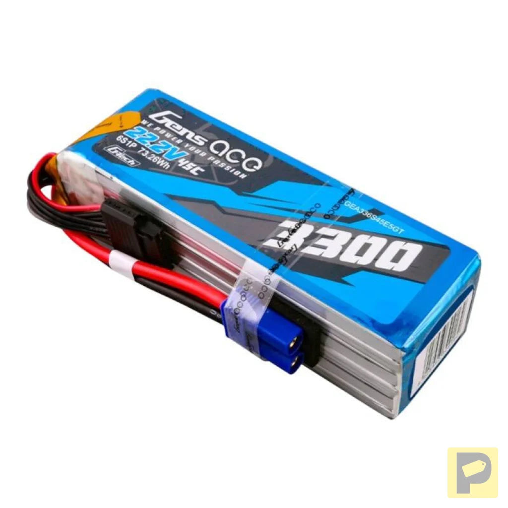 Gens ace G-Tech 3300mAh 22.2V 45C 6S1P Lipo Battery Pack with EC5 Plug