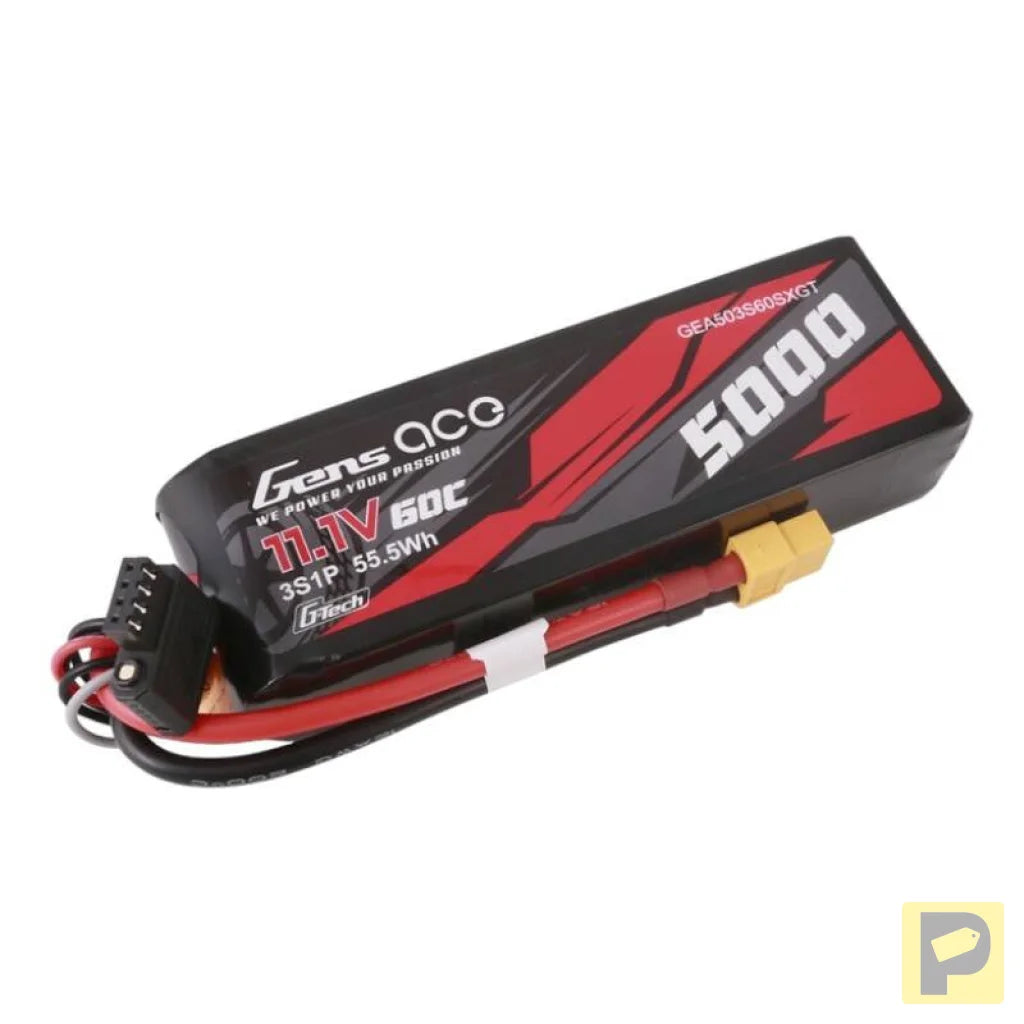 Gens ace G-Tech 5000mAh 11.1V 60C 3S1P Short-Size Lipo With XT60 Plug