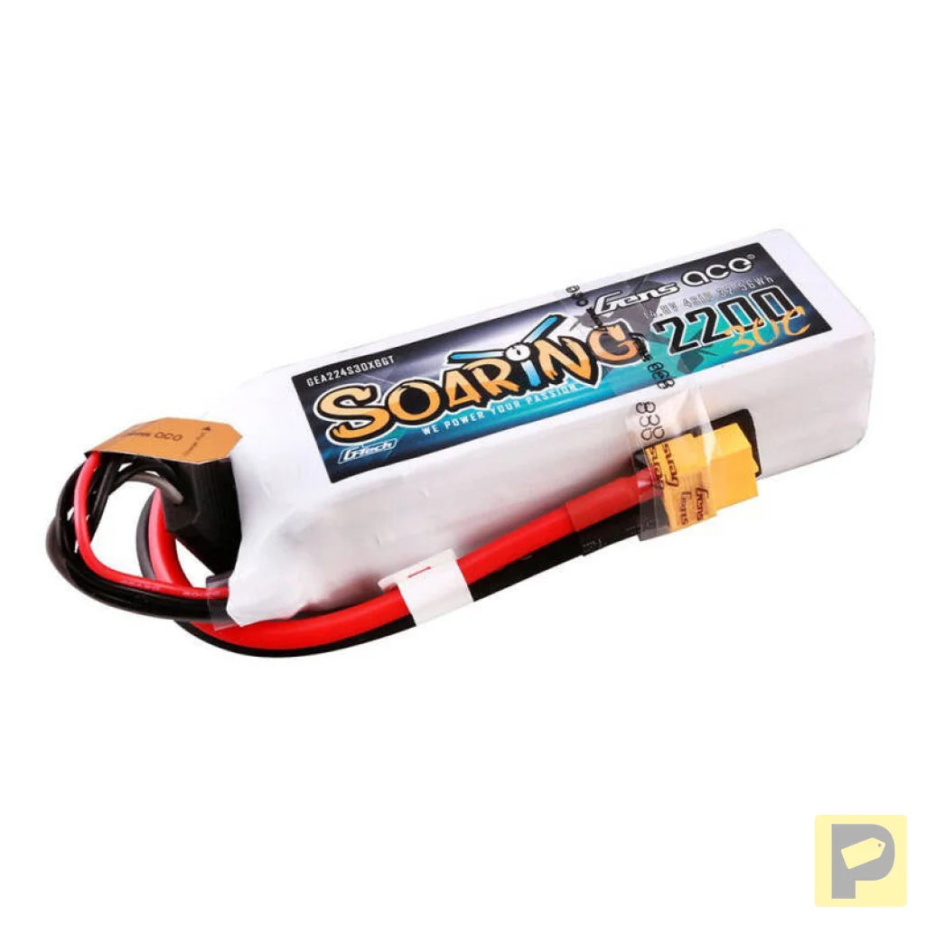Gens ace G-Tech Soaring 2200mAh 14.8V 30C 4S1P Lipo Battery Pack with XT60 plug