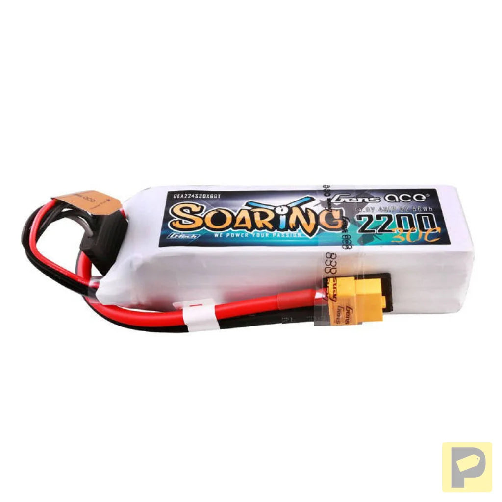 Gens ace G-Tech Soaring 2200mAh 14.8V 30C 4S1P Lipo Battery Pack with XT60 plug