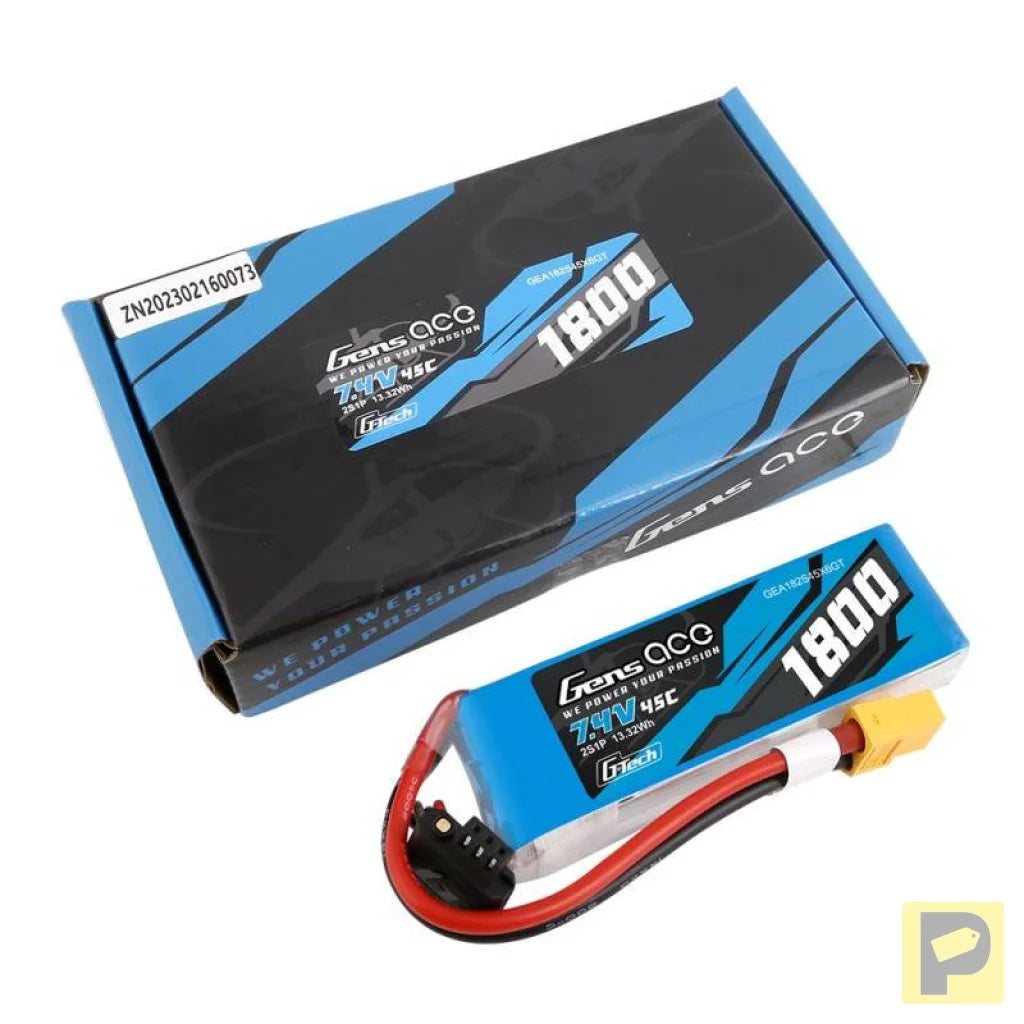 GensAce G-Tech LiPo 1800mAh 7.4V 45C 2S1P XT60 Battery