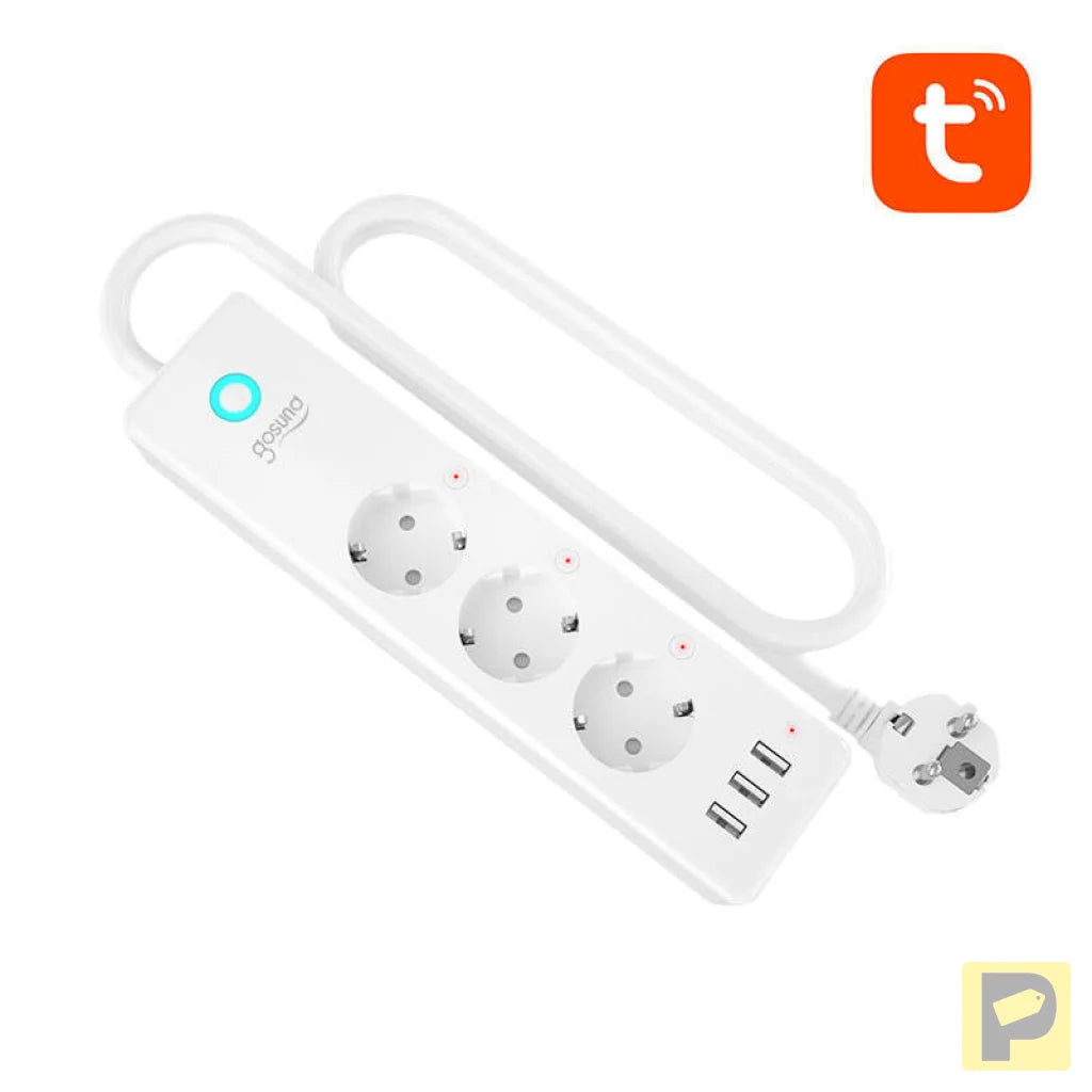 Gosund P1 PLUS smart WiFi power strip (3x AC schuko, 3x USB-A) Tuya