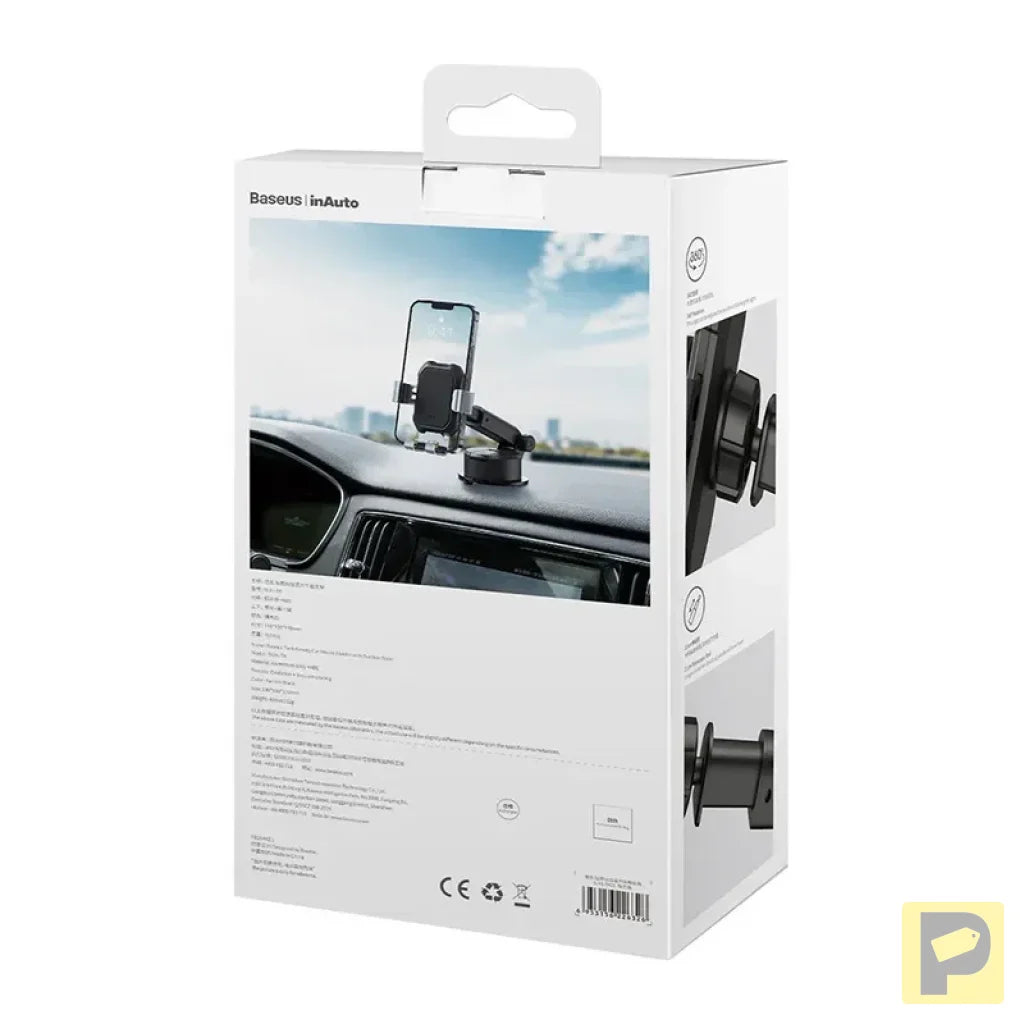 Gravity car mount for Baseus Tank phone with suction cup (black)