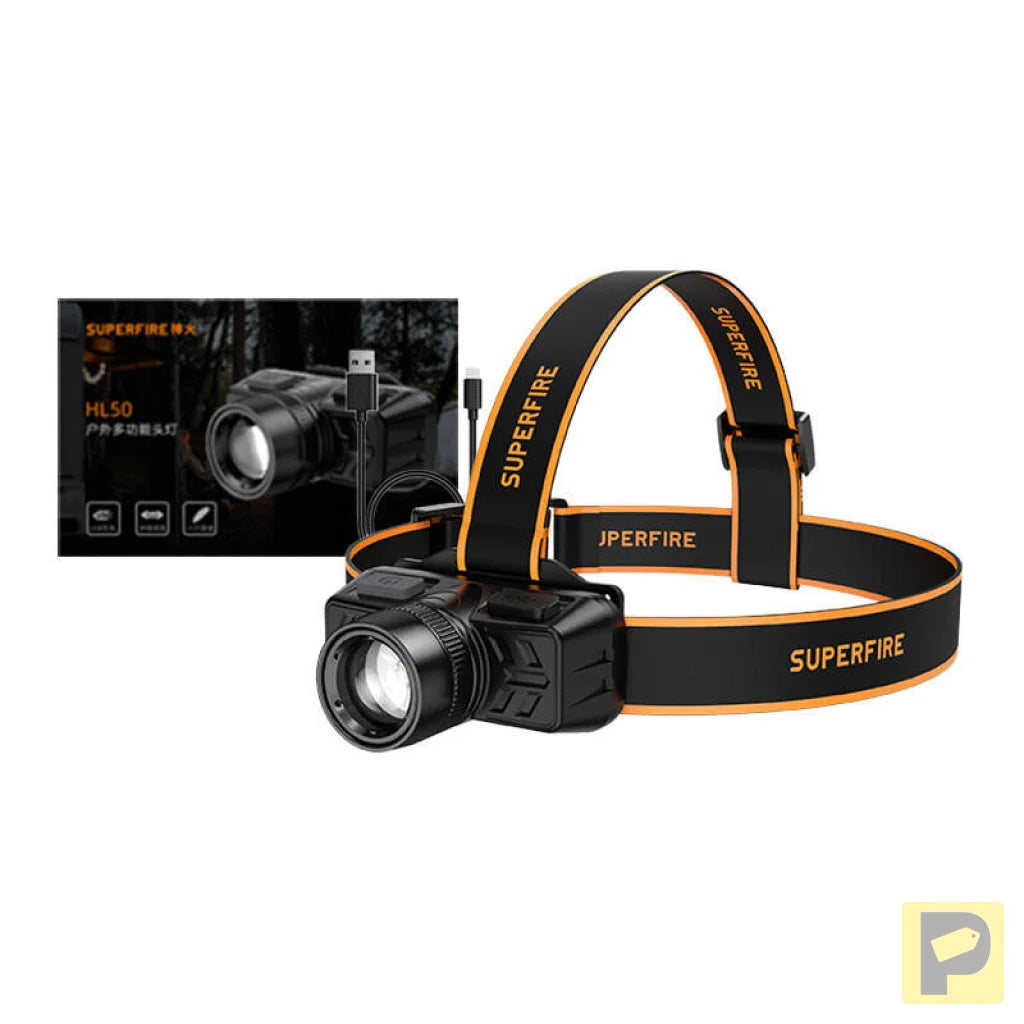 Head flashlight Superfire HL50, 150lm, USB