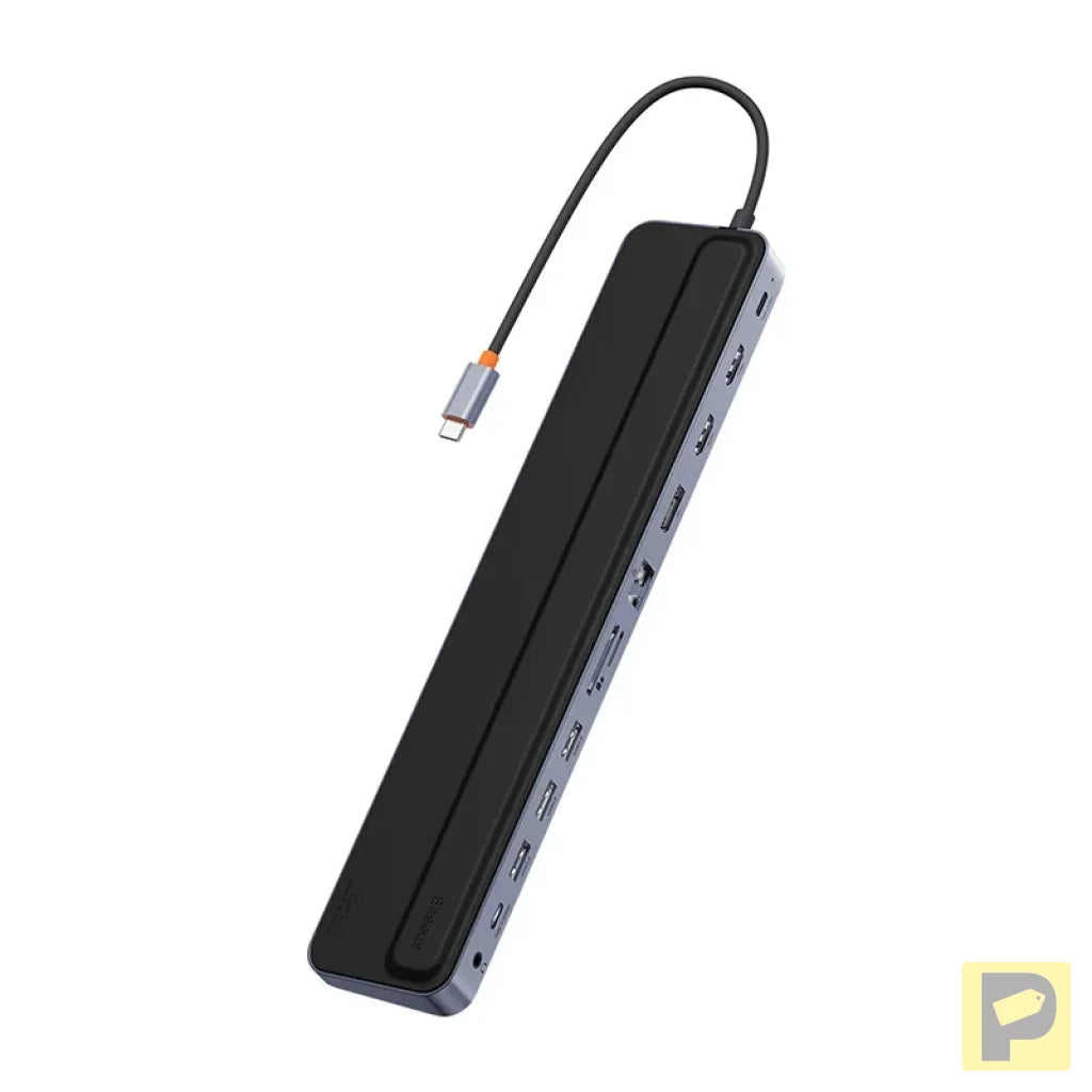 Hub 12w1 Baseus EliteJoy Gen2 series USB-C do 2xHDMI+ 3xUSB 3.0+ PD+ DP+ SD/TF+ RJ45+Type-C+ 3.5mm (dark grey)