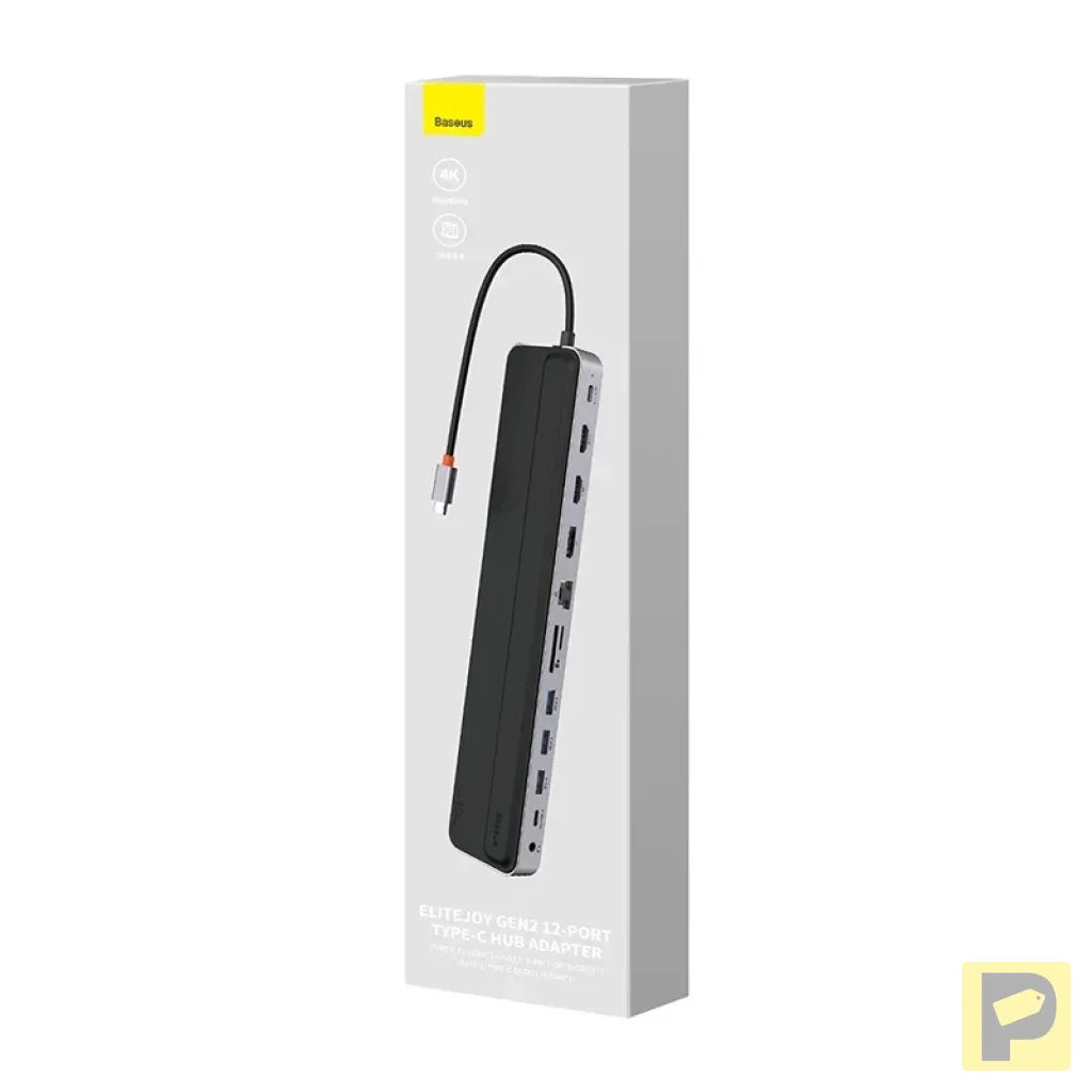 Hub 12w1 Baseus EliteJoy Gen2 series USB-C do 2xHDMI+ 3xUSB 3.0+ PD+ DP+ SD/TF+ RJ45+Type-C+ 3.5mm (dark grey)
