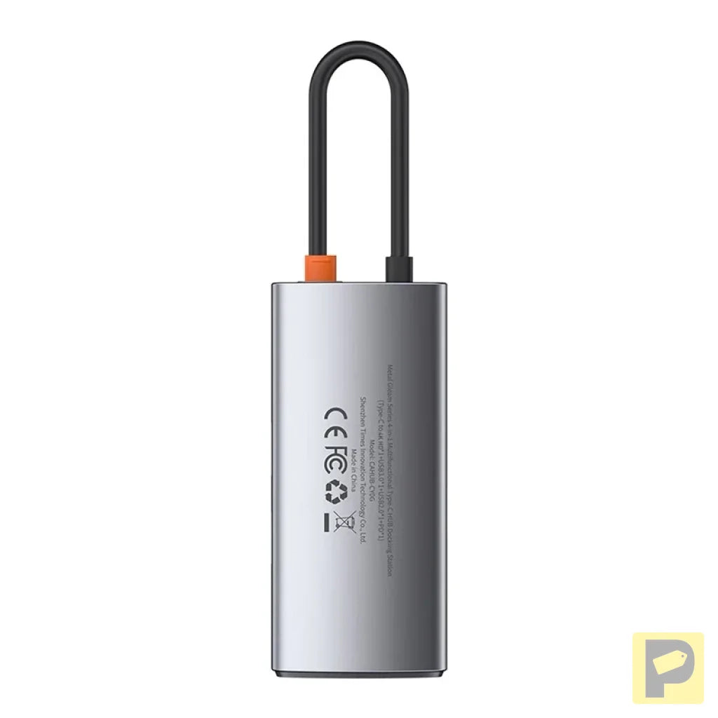 Hub 4in1 Baseus Metal Gleam Series, USB-C to USB 3.0 + USB 2.0 + HDMI + USB-C PD