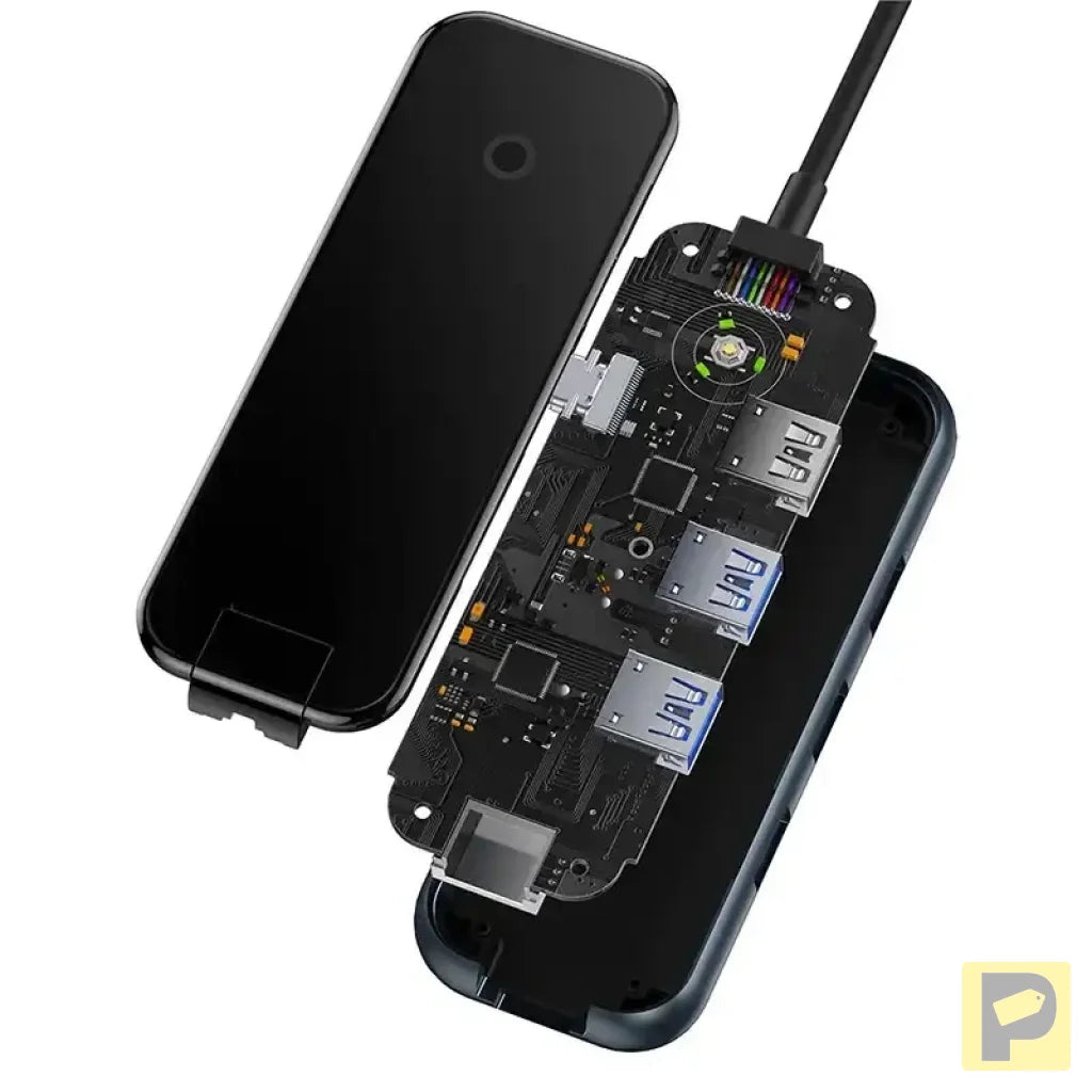 Hub 5in1 Baseus AcmeJoy series USB-C to 2xUSB 3.0 + USB 2.0 + USB-C PD + RJ45 (dark grey)