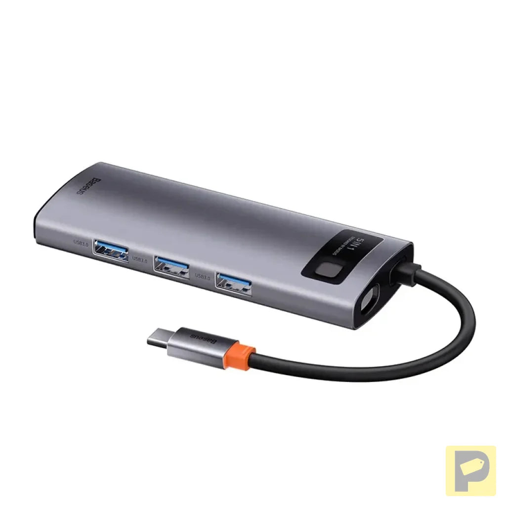 Hub 5in1 Baseus Metal Gleam Series, USB-C to 3x USB 3.0 + HDMI + USB-C PD