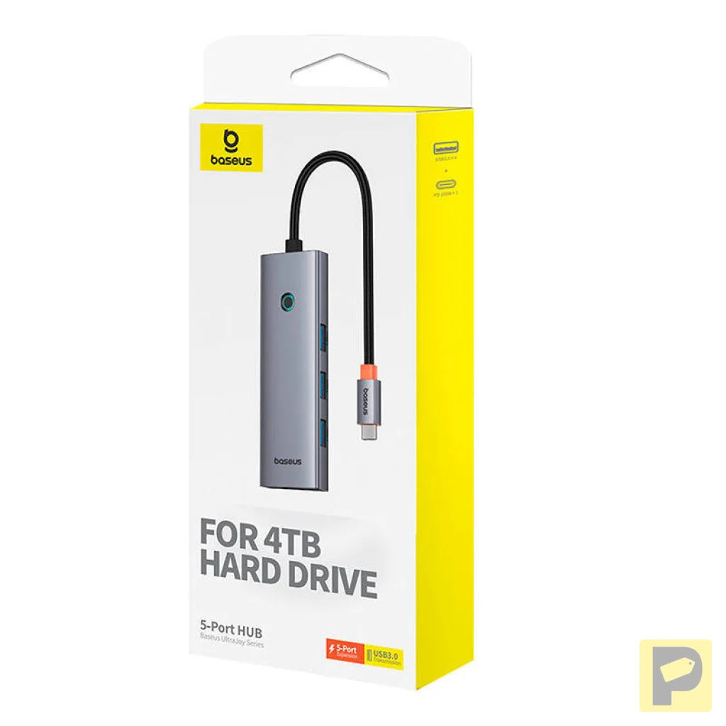 Hub 5in1 Baseus UltraJoy 5-Port (4xUSB 3.0,  PD) grey