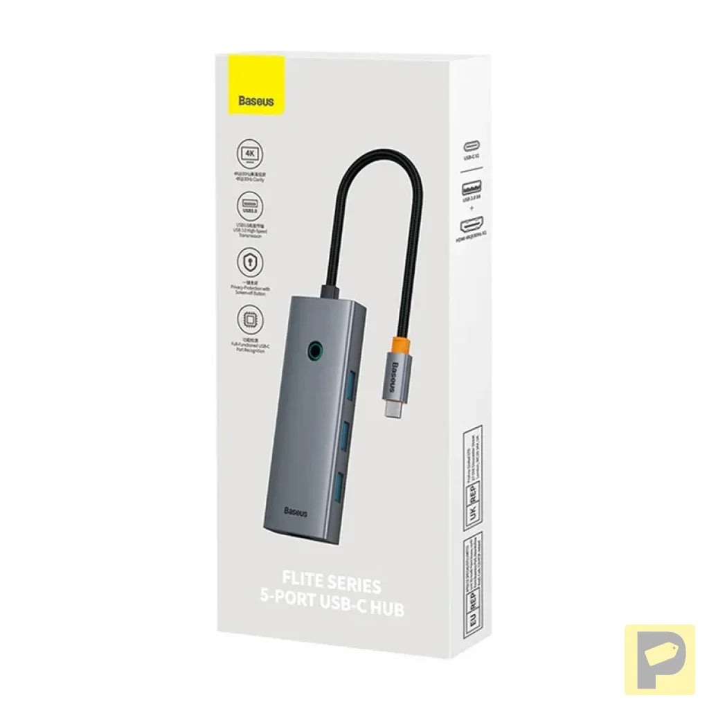 Hub 5w1 Baseus UltraJoy 5-Port (1xHDMI4K@30Hz + 4xUSB 3.0) grey