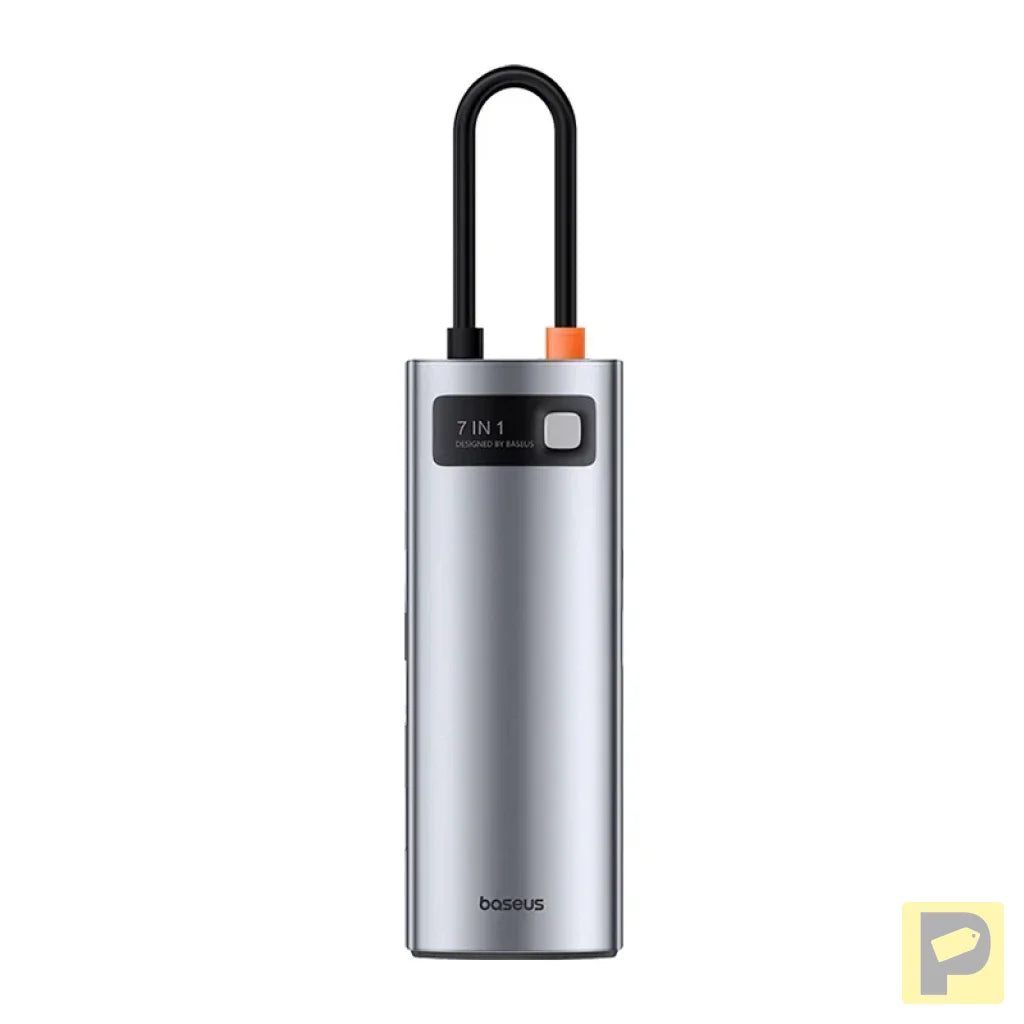 Hub 7in1 Baseus Gleam, USB-C  to 1x HDMI4K 60Hz + 3x USB3.0 + 1x PD + 1x SD/TF (grey)