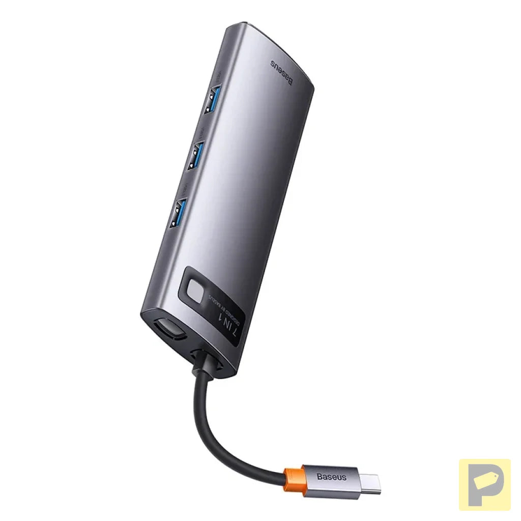 Hub 7in1 Baseus Metal Gleam Series, USB-C to 3x USB 3.0 + HDMI + USB-C PD + VGA + Ethernet RJ45