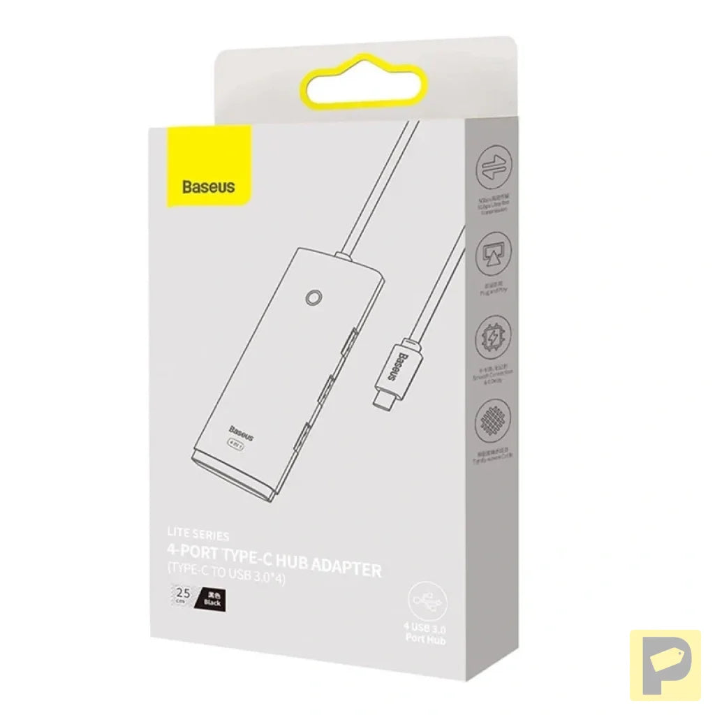 HUB  Adapter 4-Port USB-C Baseus OS-Lite 25cm (Black)